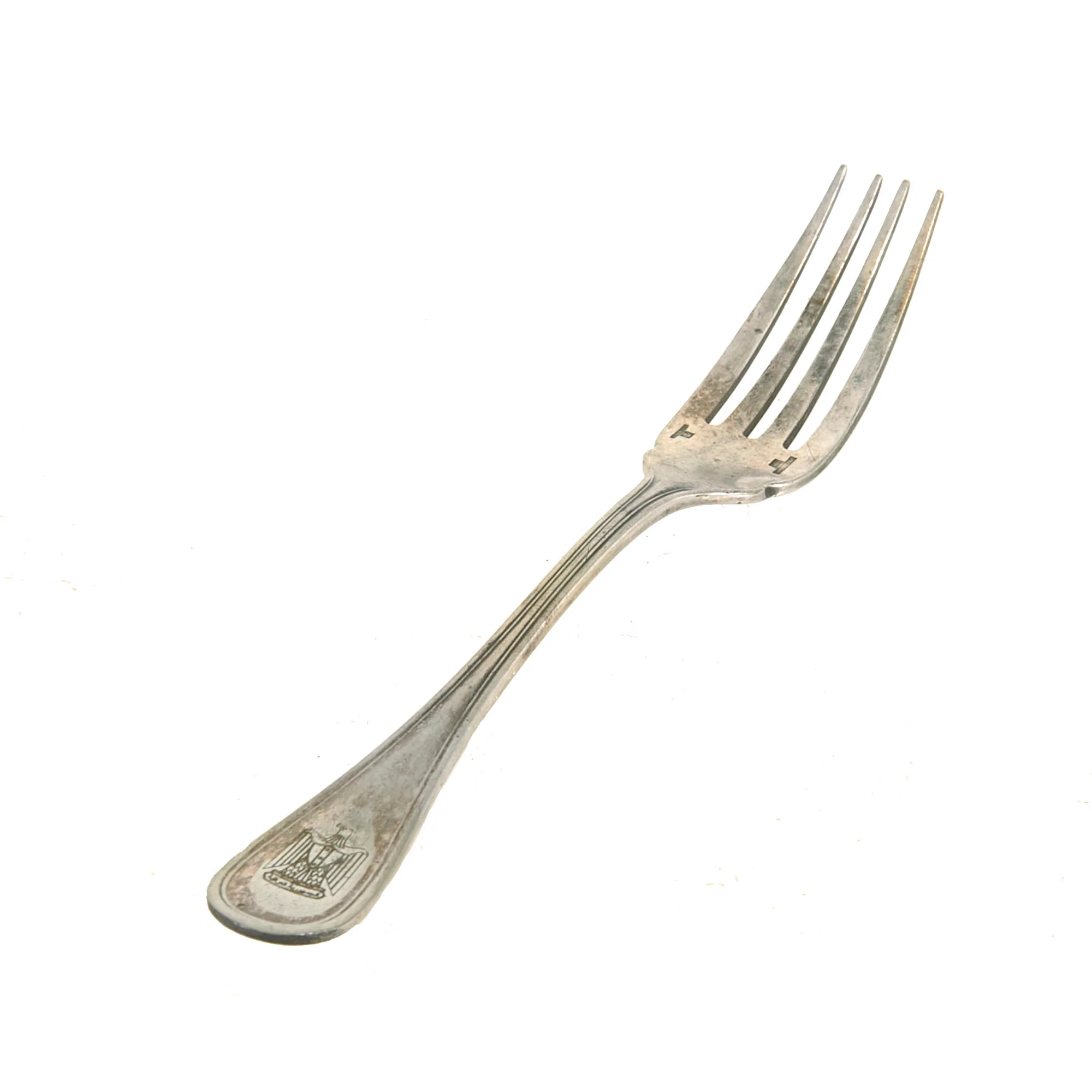 Original Iraq War Saddam Hussein Silver Plated Oval Pattern Lunch Fork with Iraq Coat of Arms - Manufactured by Christofle of France - Image 9
