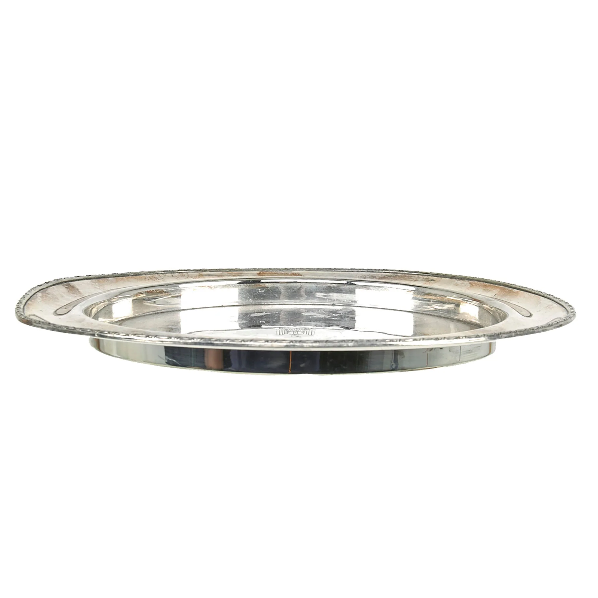 Original Iraq War Saddam Hussein Silver Plated Round Serving Tray with Iraq Coat of Arms - From Basra Airport - Christofle Silver - Image 8
