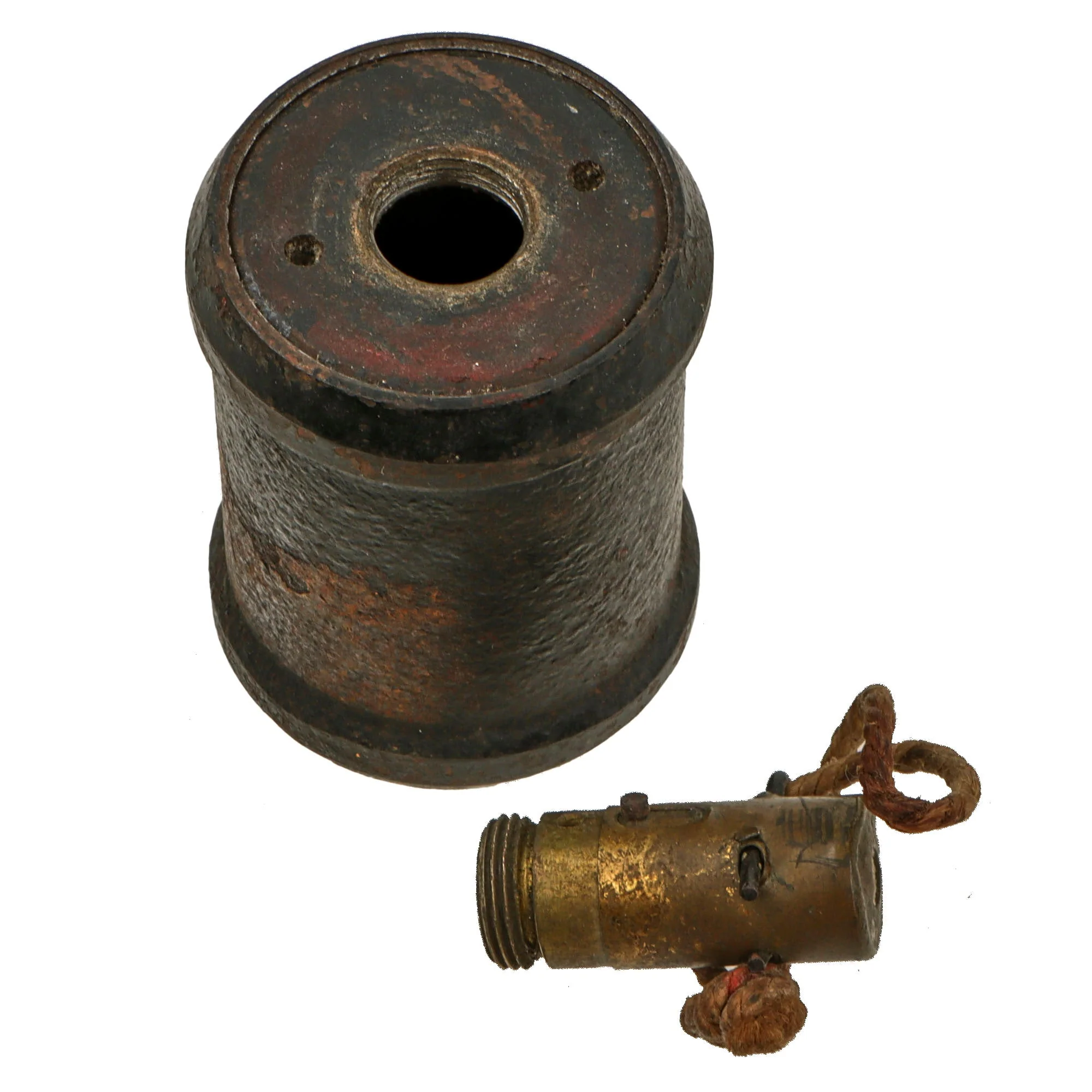 Original Japanese WWII Inert Type 99 Kiska Hand Grenade with Fuse & Pull String - Missing Fuze Cover - Image 2
