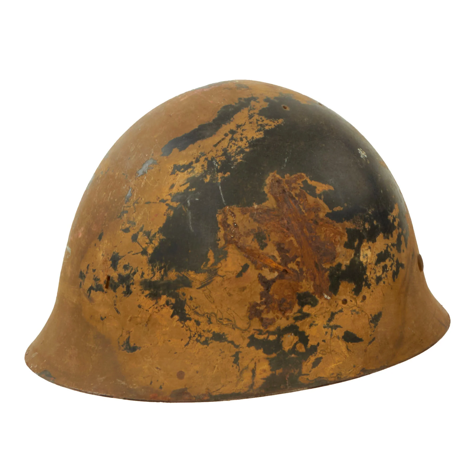 Original Japanese WWII Tetsubo Type 90 Army Helmet with Partial Liner & Chinstrap - Missing Star - Image 4
