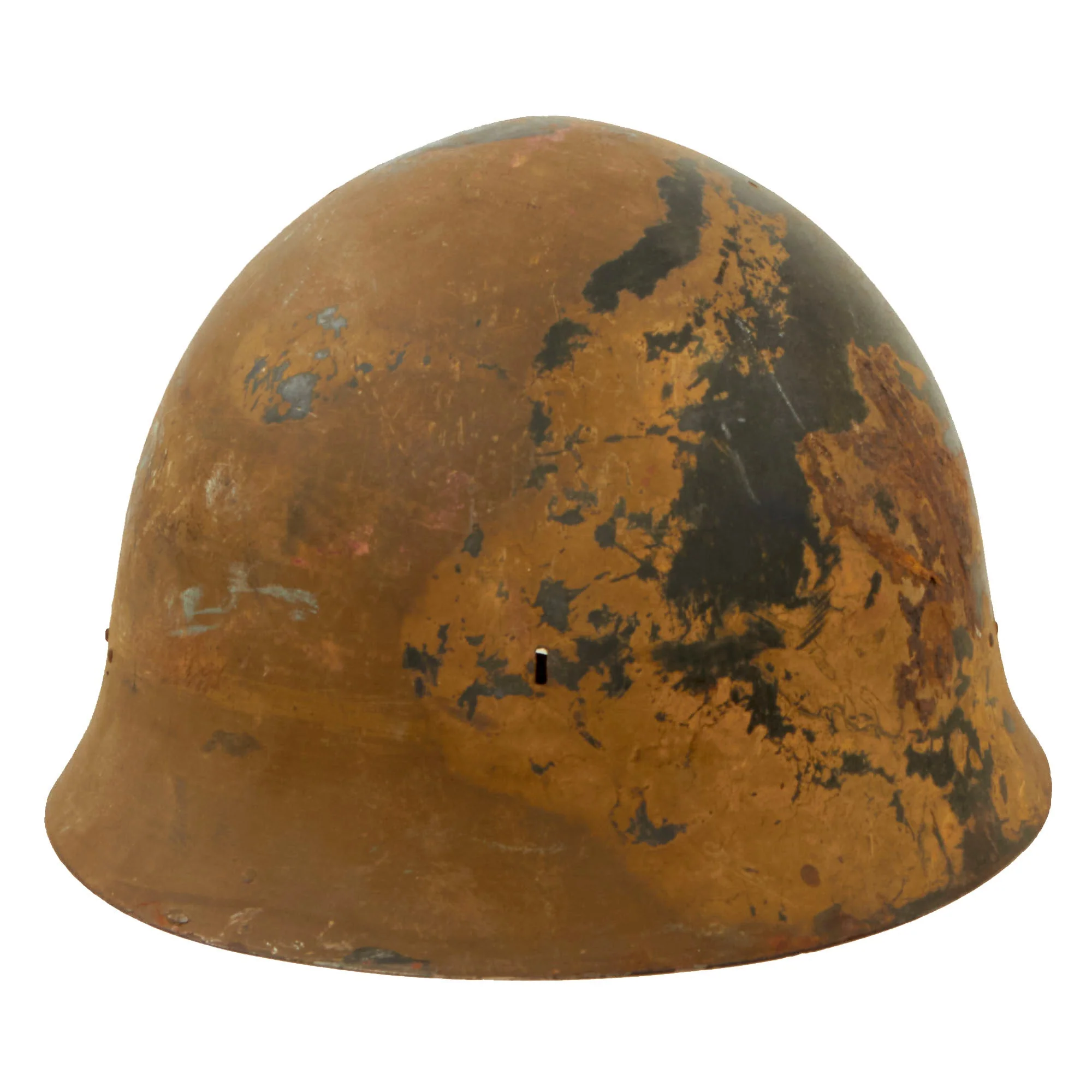 Original Japanese WWII Tetsubo Type 90 Army Helmet with Partial Liner & Chinstrap - Missing Star - Image 5