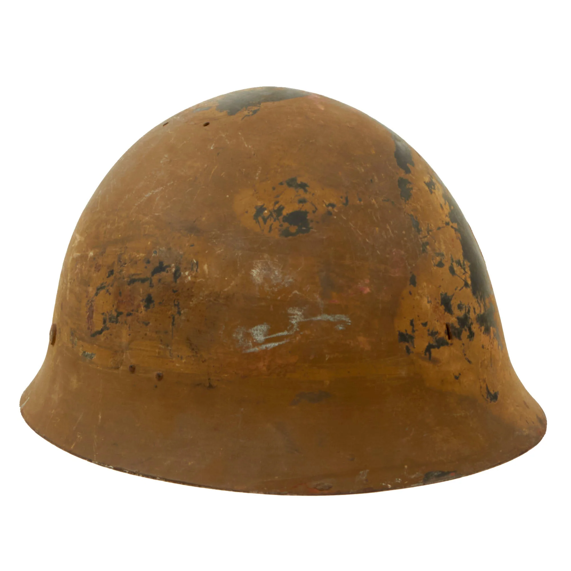 Original Japanese WWII Tetsubo Type 90 Army Helmet with Partial Liner & Chinstrap - Missing Star - Image 6