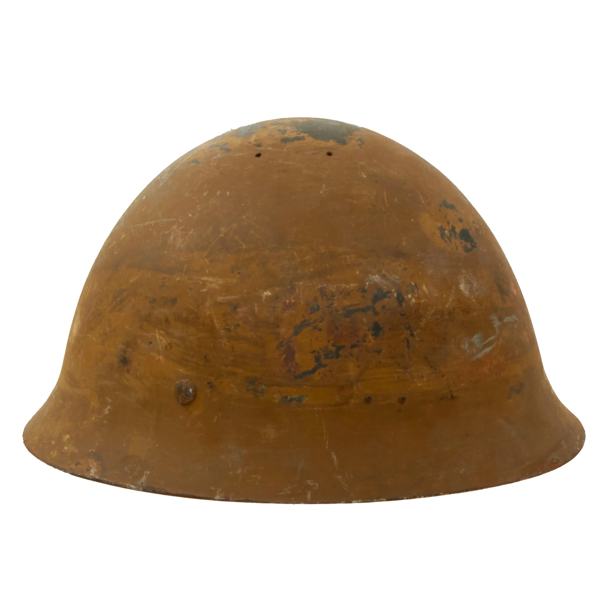 Original Japanese WWII Tetsubo Type 90 Army Helmet with Partial Liner & Chinstrap - Missing Star - Image 7
