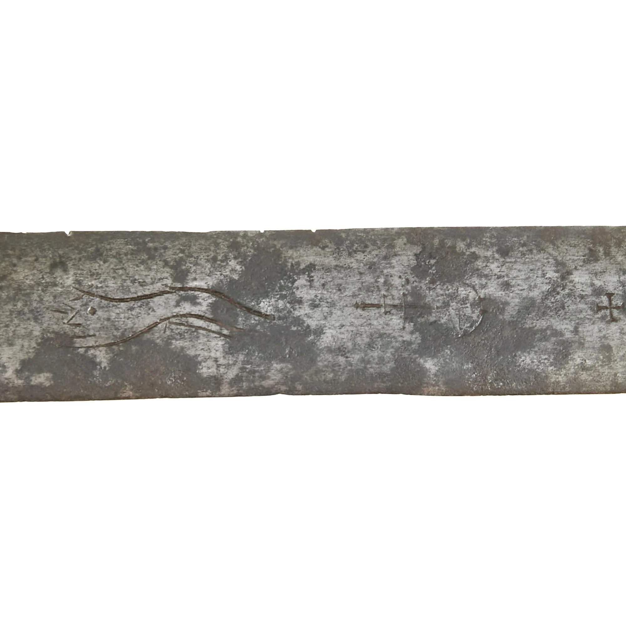 Original Scottish 1700s Jacobite Uprising Era Basket Hilt Broad Sword with Glasgow Style Hilt & Red Padded Liner - Marked Andrea Ferara with Solingen “Running Wolf” - Image 12