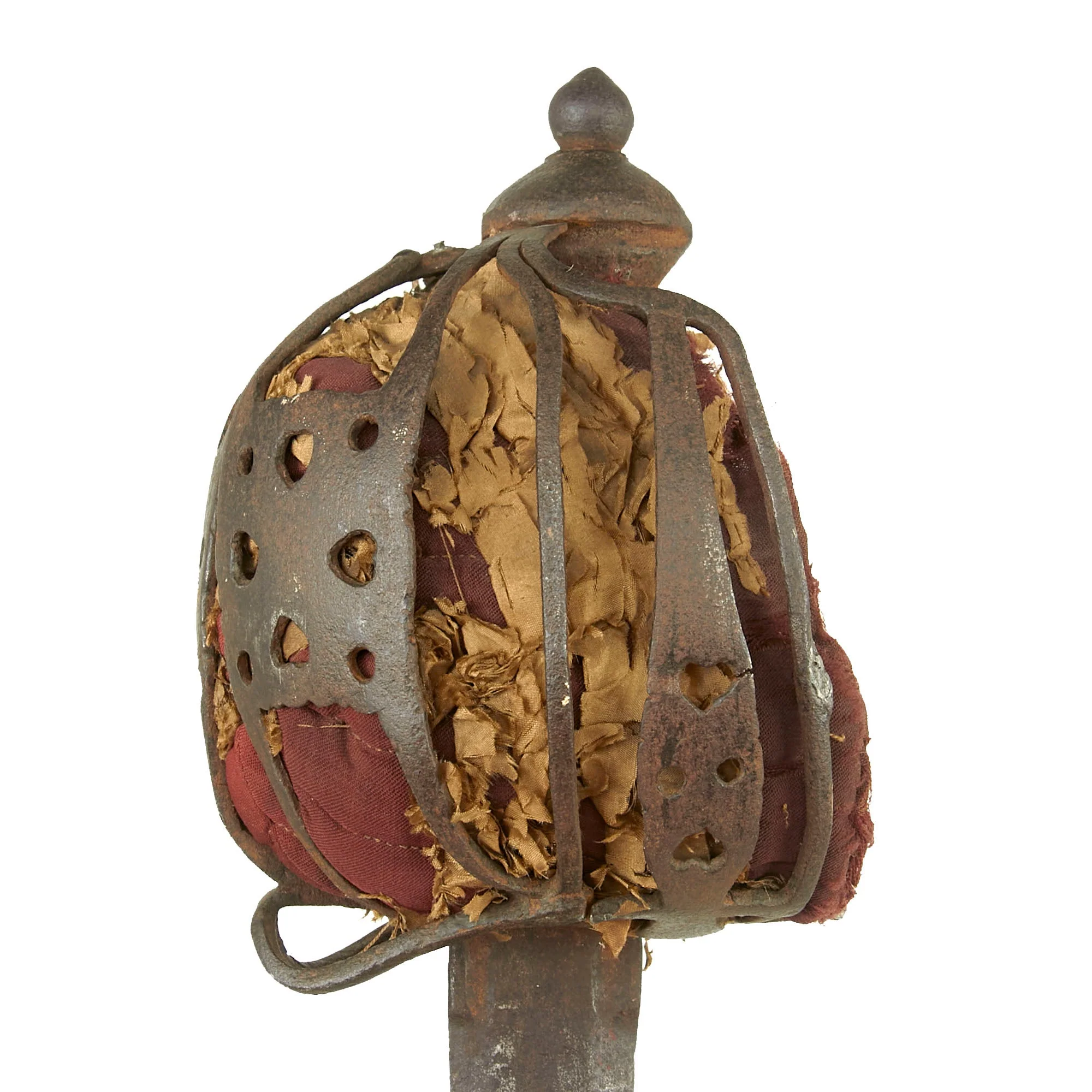 Original Scottish 1700s Jacobite Uprising Era Basket Hilt Broad Sword with Glasgow Style Hilt & Red Padded Liner - Marked Andrea Ferara with Solingen “Running Wolf” - Image 4