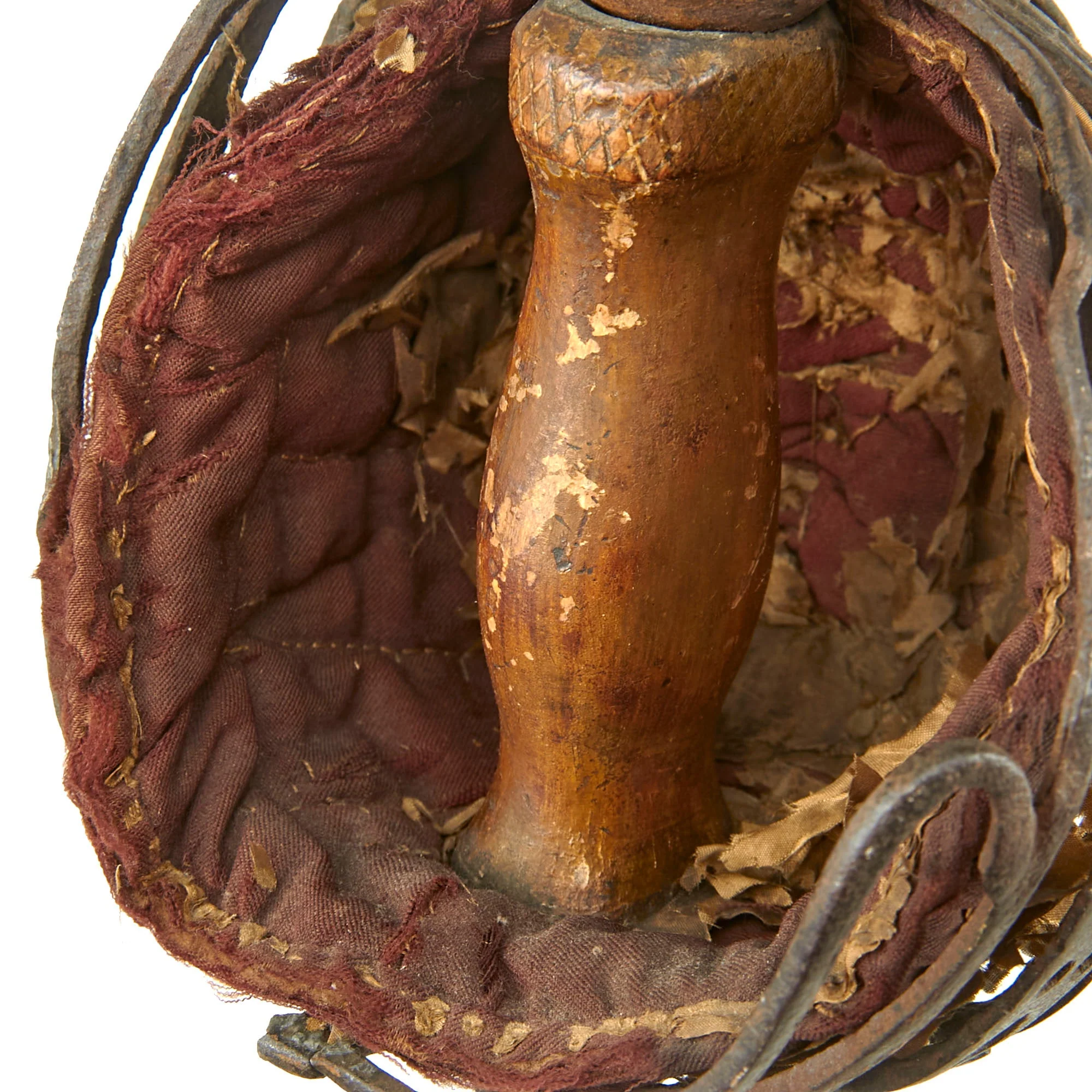 Original Scottish 1700s Jacobite Uprising Era Basket Hilt Broad Sword with Glasgow Style Hilt & Red Padded Liner - Marked Andrea Ferara with Solingen “Running Wolf” - Image 6