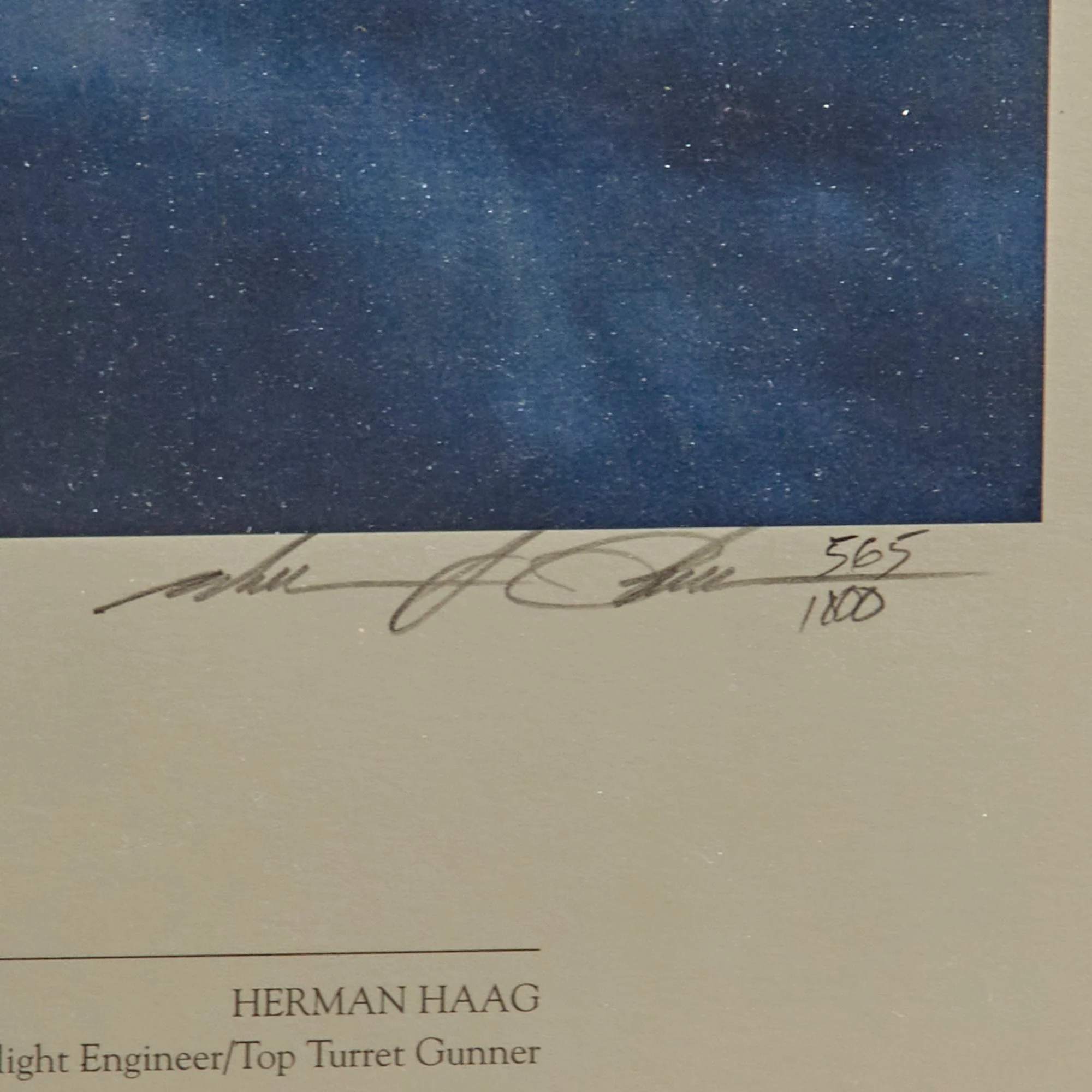 Original Signed Limited Edition Print: Framed “Return of the Red Gremlin” by William S. Phillips Signed by its Crew Including Paul W. Tibbets and Theodore J. Van Kirk - 565/1000 - 25¼ x 28¼” - Image 5