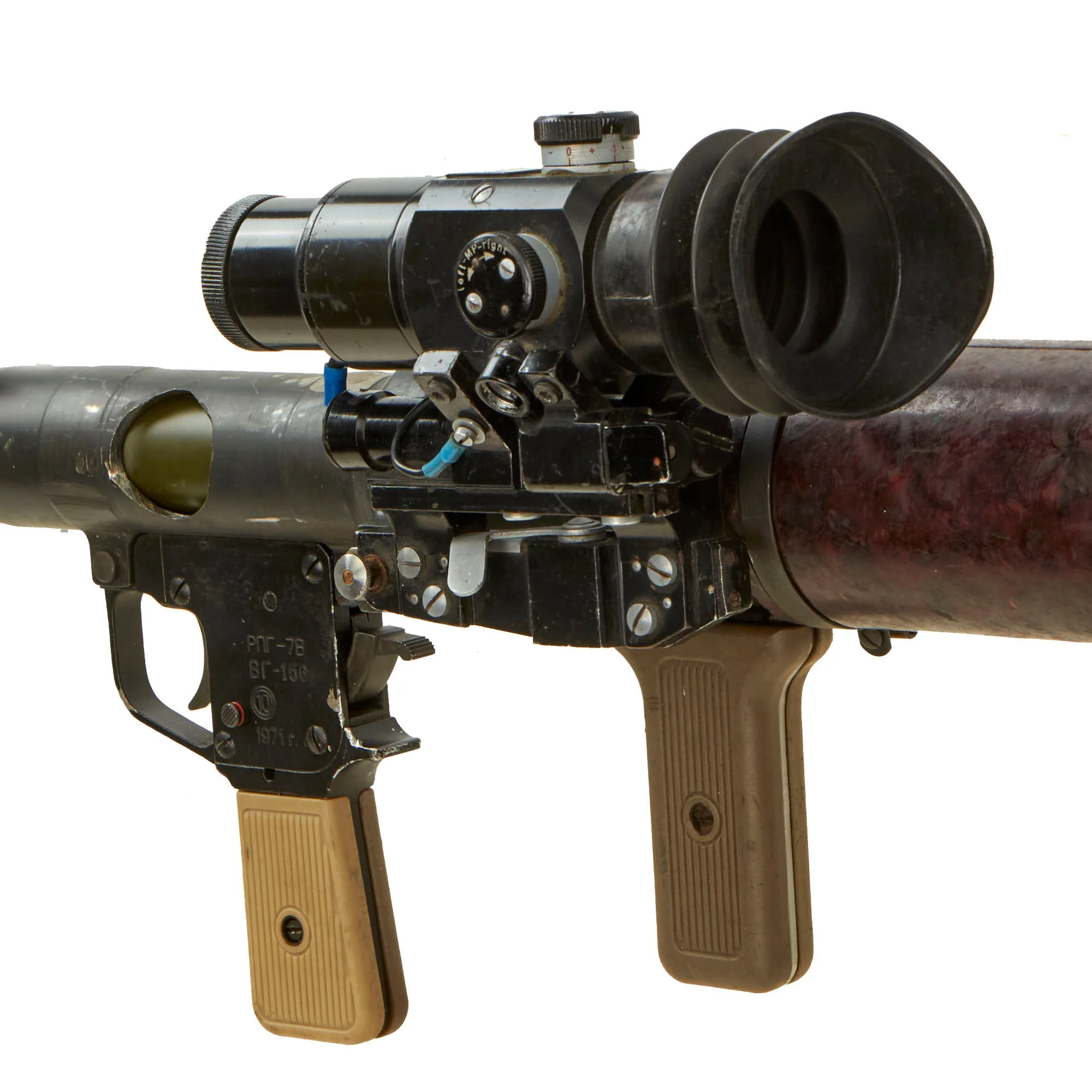 Original Soviet Bulgarian Cold War 1971 Dated RPG-7 Rocket Propelled Grenade Inert Launcher RPG with Iraqi Type ON-M80 Optical Sight & Inert Chinese Type 69 Rocket Round - Image 6