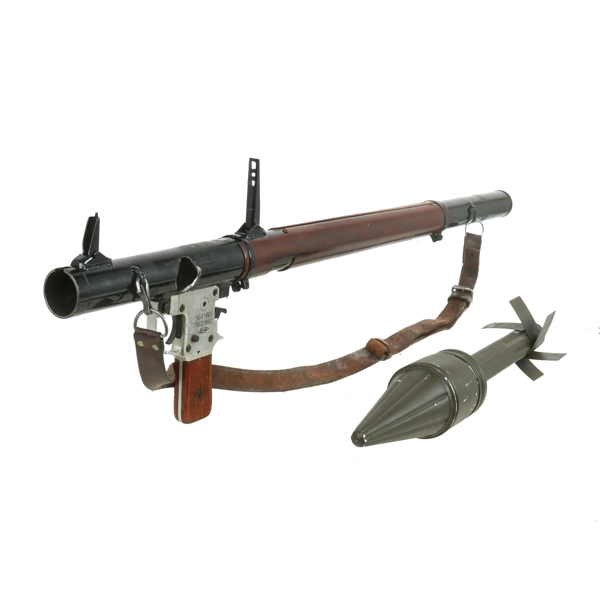 Original Soviet Cold War Inert RPG-2 Rocket Propelled Grenade Launcher Serial D1862 by Kovrov Mechanical Plant with Display Rocket - Image 2