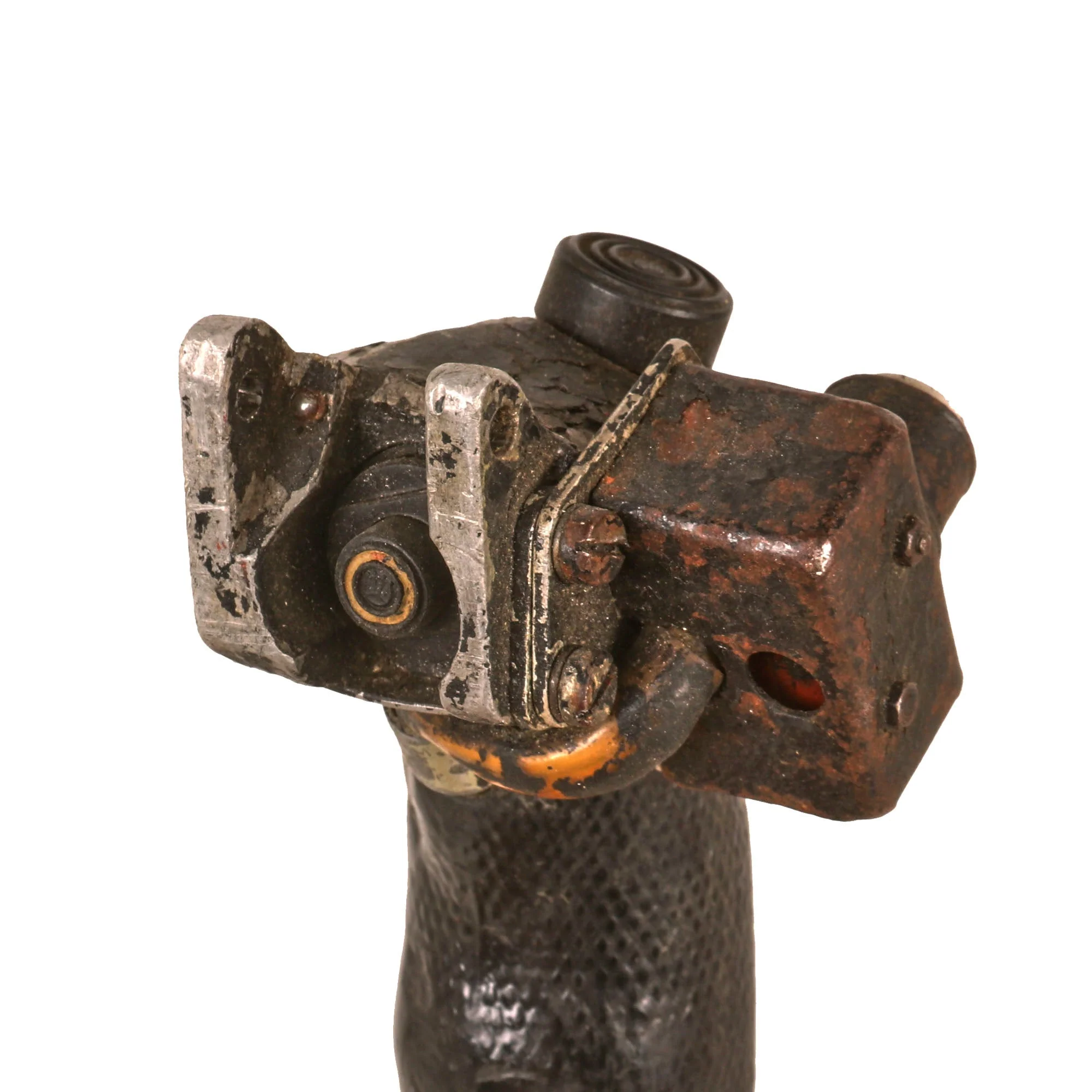 Original Soviet Korean War Era Mikoyan-Gurevich MiG-15 Jet Fighter Control Stick Assembly on Display Stand - Based on BF-109 - Image 4