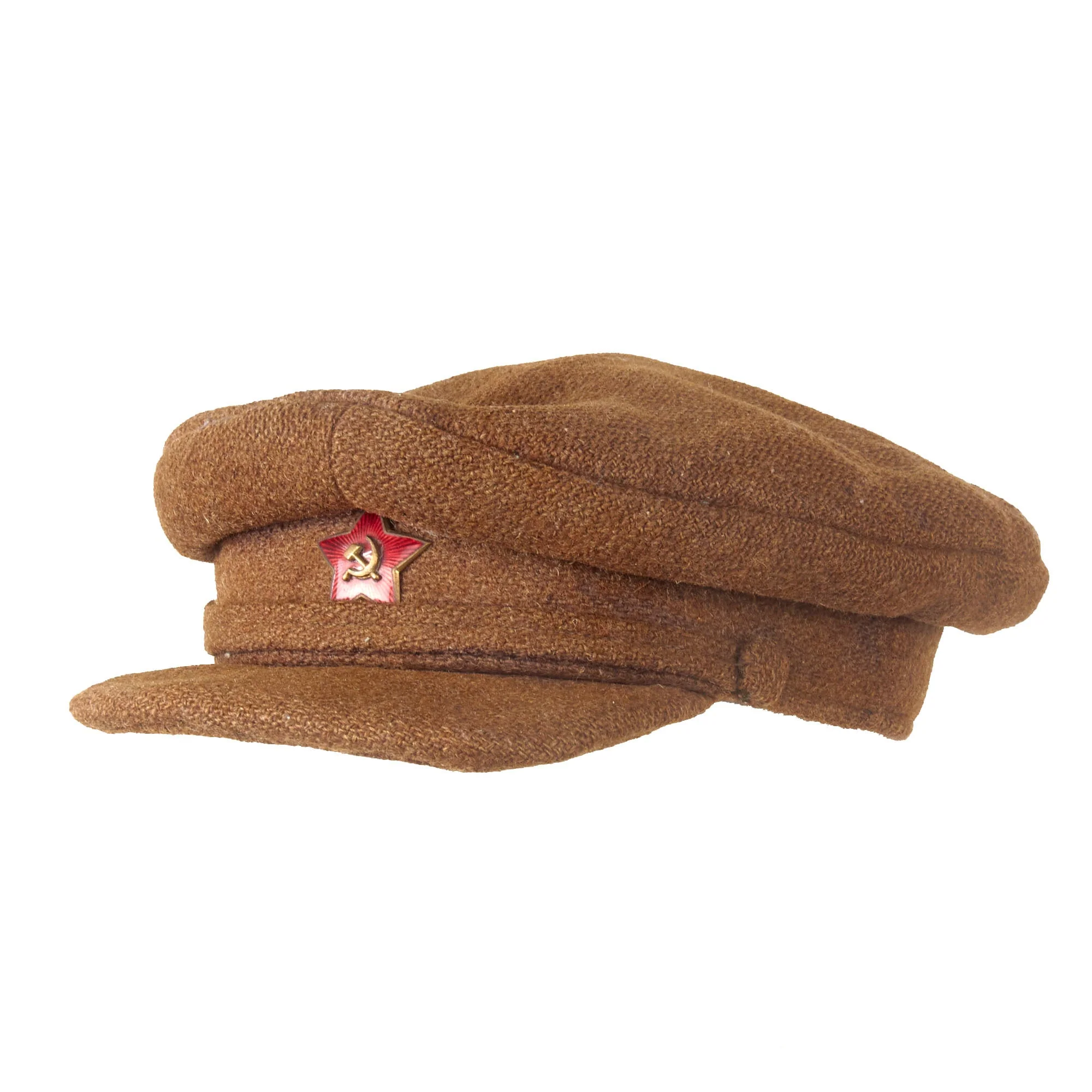 Original Soviet WWII Red Army M1924 Peaked Visor With Enamel Cap Device - Image 4