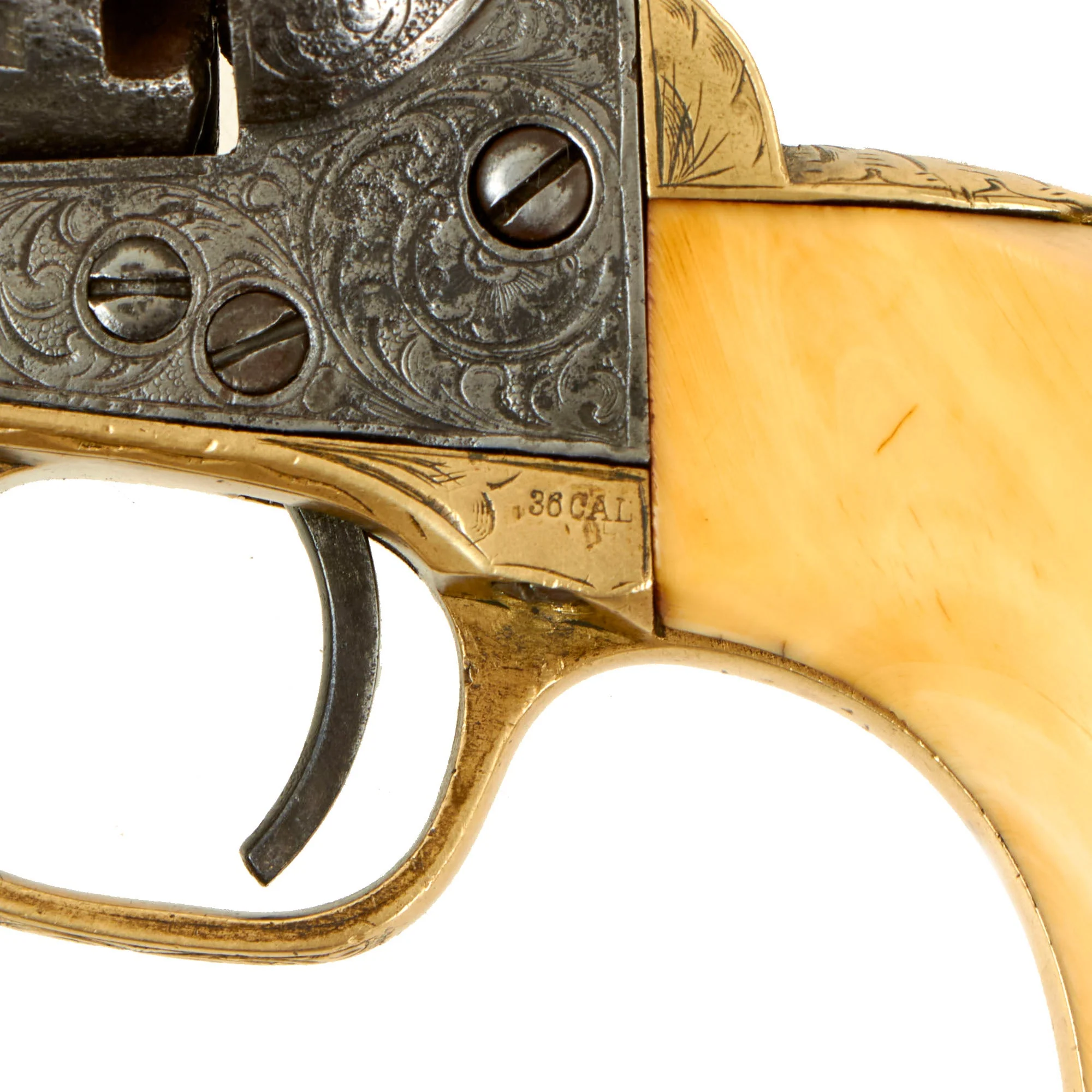 Original U.S. Civil War Era Gustave Young Engraved Colt Model 1851 Navy .36cal Percussion Revolver Made in 1866 - Serial 198428 - Image 9