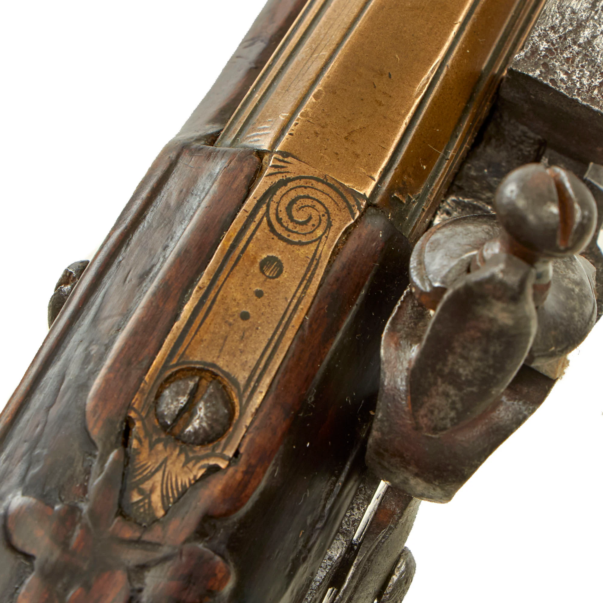 Original U.S. Colonial Brass Barrel Flintlock Pistol by Halbach & Sons with American Eagle Butt Cap - Circa 1780 - Image 17