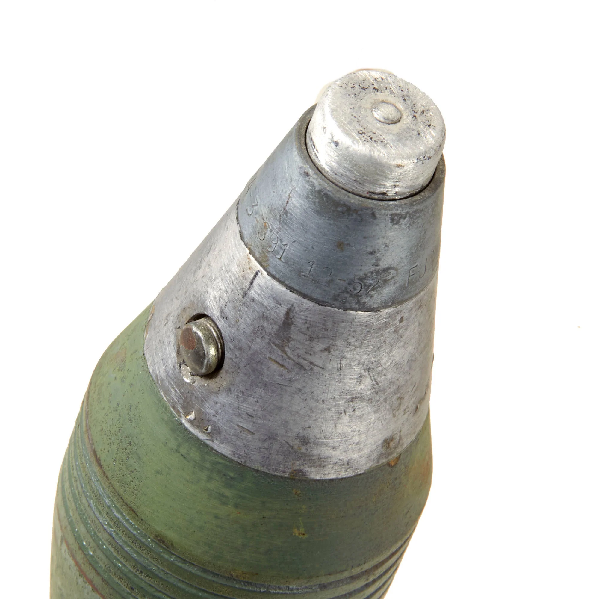 Original U.S. Korean War M49A2 60mm Deactivated Mortar Round with 1952 Dated Fuze on Display Base - Inert - Image 2