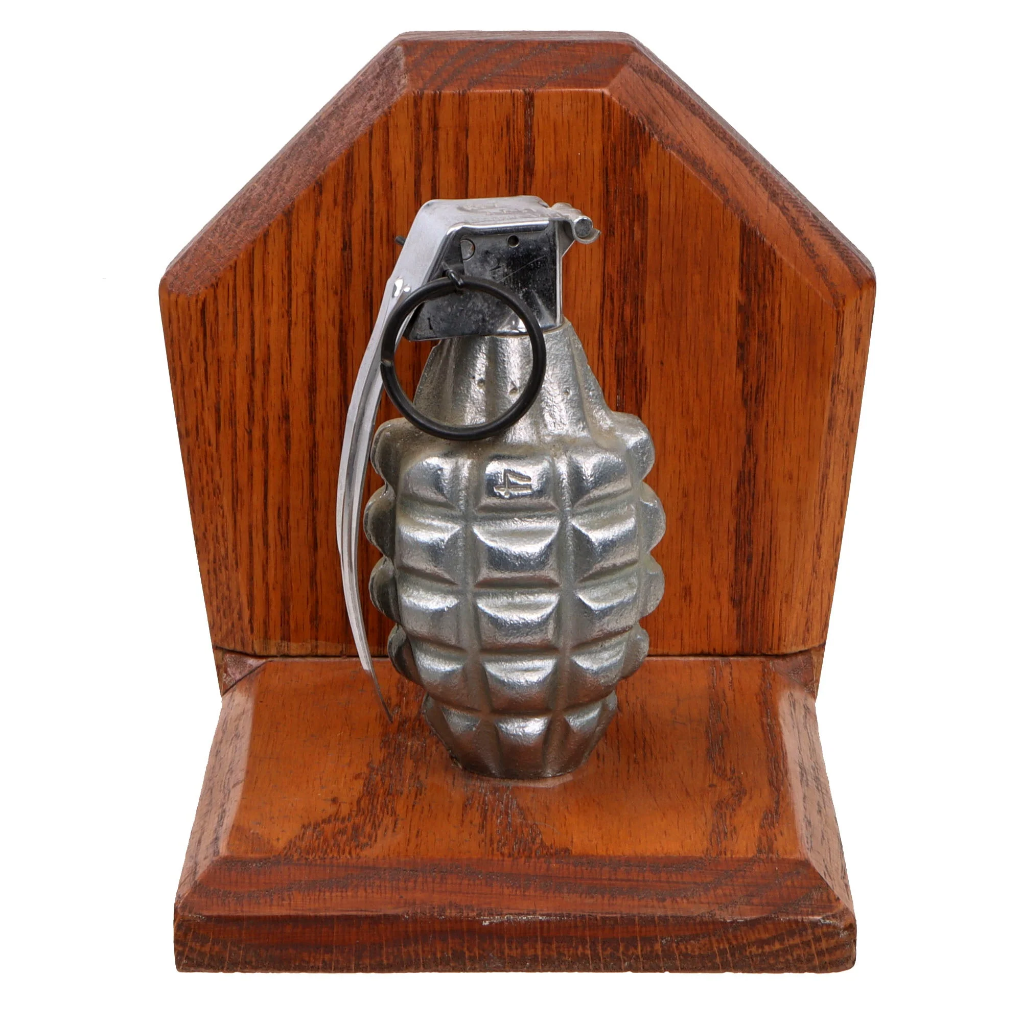Original U.S. Korean War / Vietnam War Era MkII Grenade Bookends with Fuze Dated 1953 - Inert - Image 9
