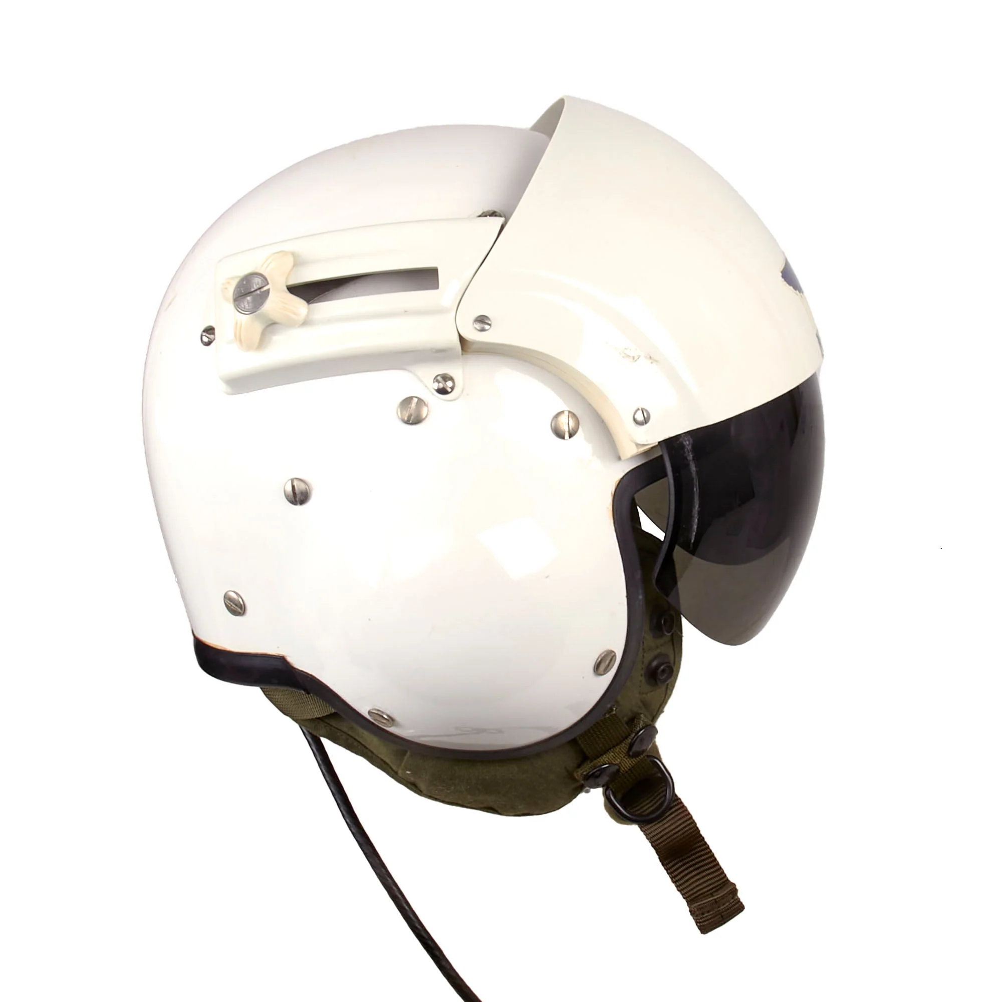 Original U.S. Navy Gentex SPH-4 Helicopter Helmet with Ramshorn Dual Visor and Avionics - Image 6