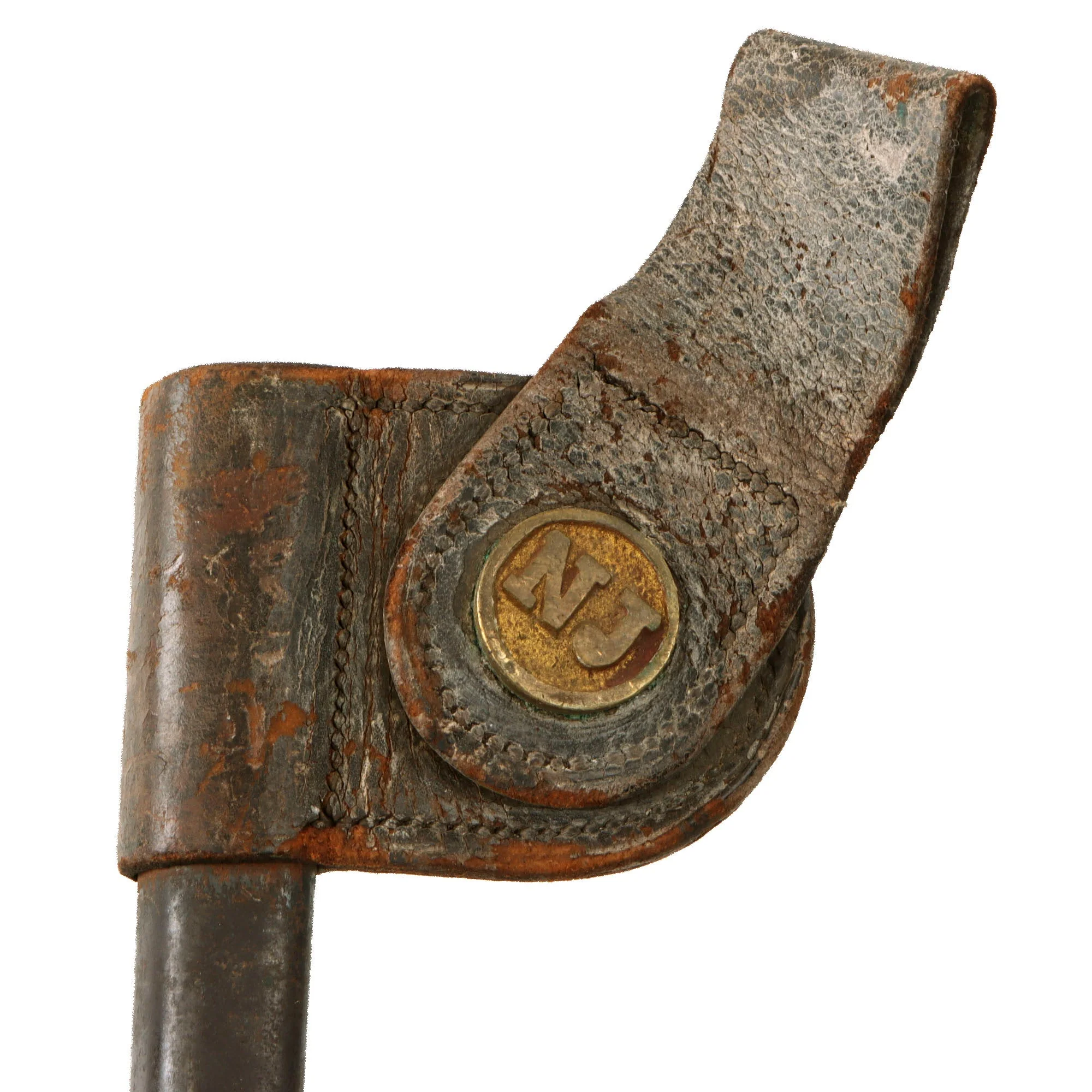 Original U.S. New Jersey Issue M1873 Rifle Socket Bayonet with 1st Pattern N.J. Frog Scabbard & M1874 .45/70 McKeever Cartridge Box with New Jersey Plate & Original Rounds - Image 15