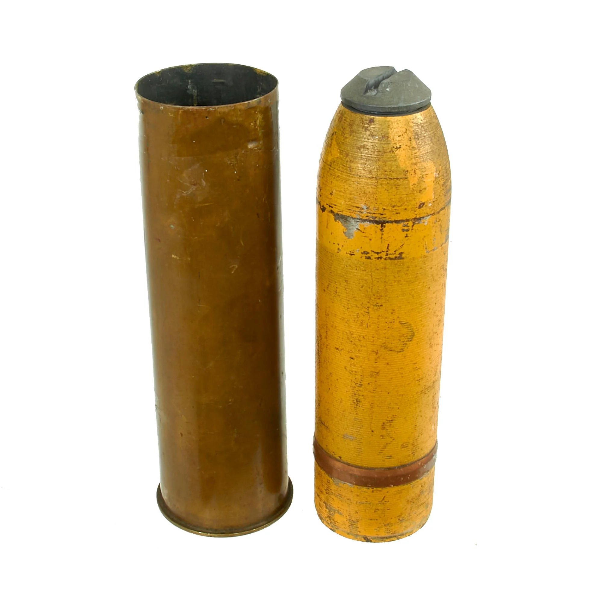 Original U.S. Pre-WWI 3-Inch M1902 Field Gun Artillery Round & Casing with Transit Plug - Dated 1917 - Image 2