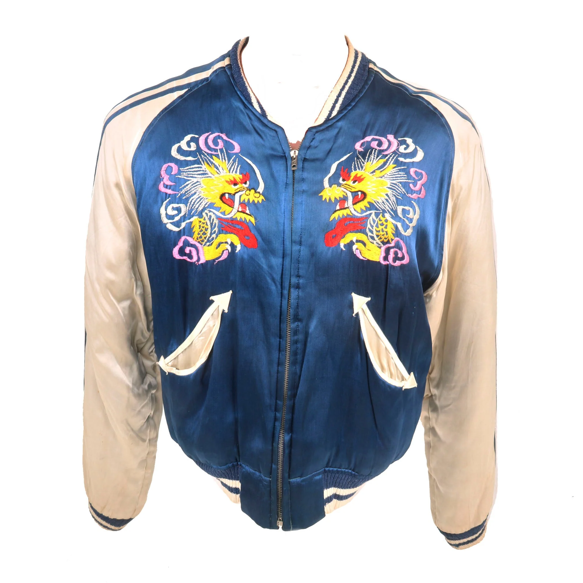 Original U.S. Vietnam War Japanese Made Double-Sided Sukajan Tour Jacket with Dragons & Birds - Image 3