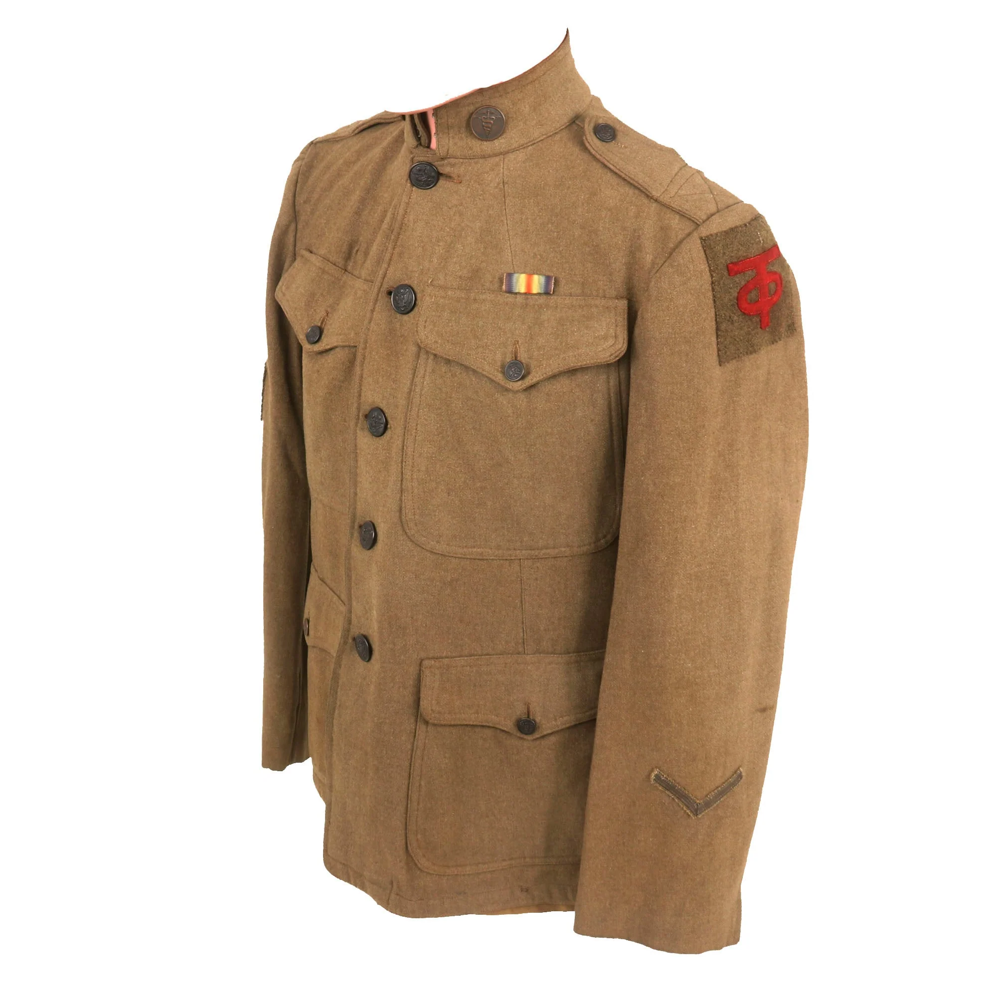 Original U.S. WWI US Army 90th Division Medic Sergeant’s Patched Uniform Jacket & Breeches - Image 6