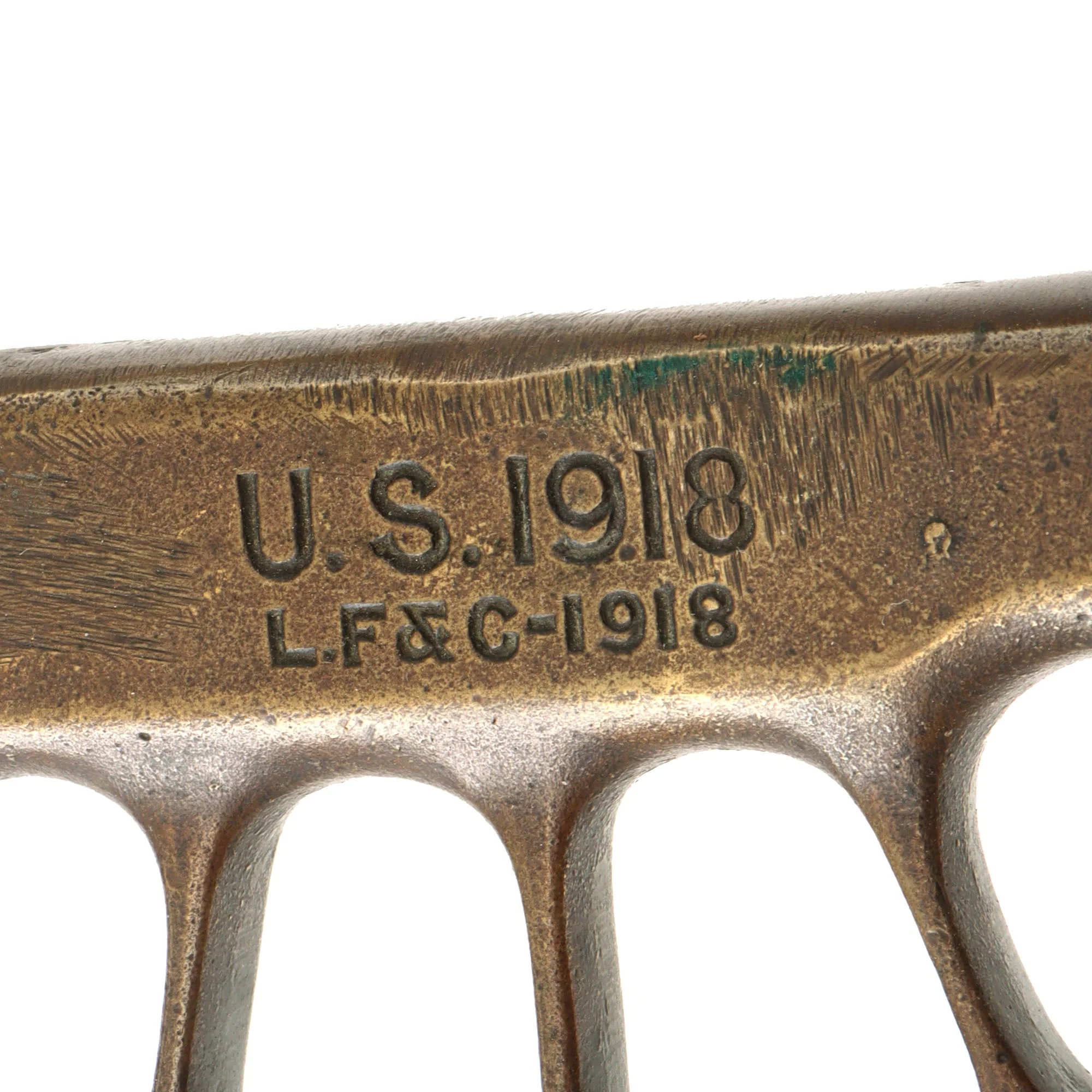 Original U.S. WWI / WWII M1918 Mark I Modified Trench Knife with M1913 Patton Saber Blade by L. F. & C. with Custom Leather Scabbard - Image 8