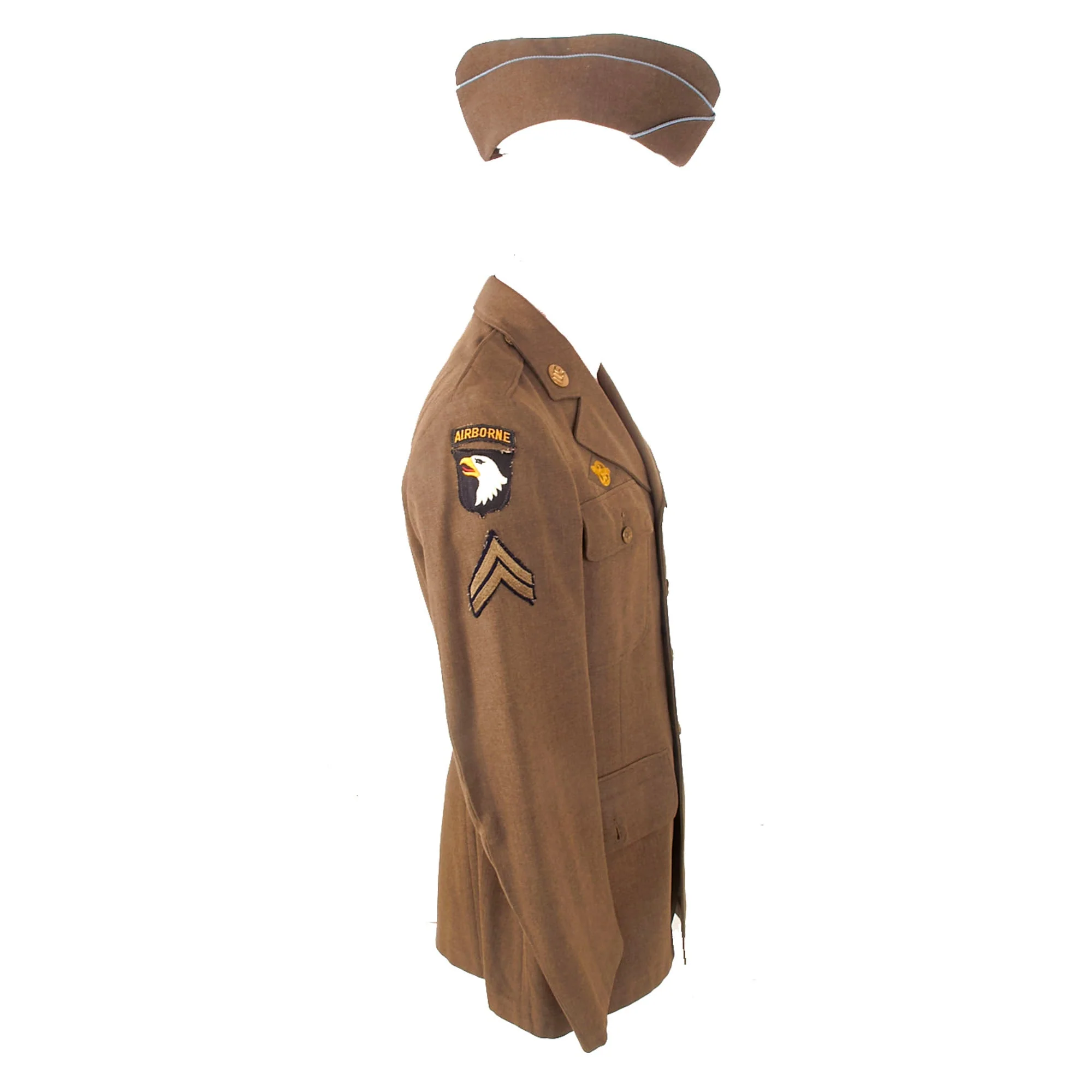 Original U.S. WWII 101st Airborne & Airborne Command Named Uniform Jacket & Garrison Cap - Joseph Mark Lynch - Image 11