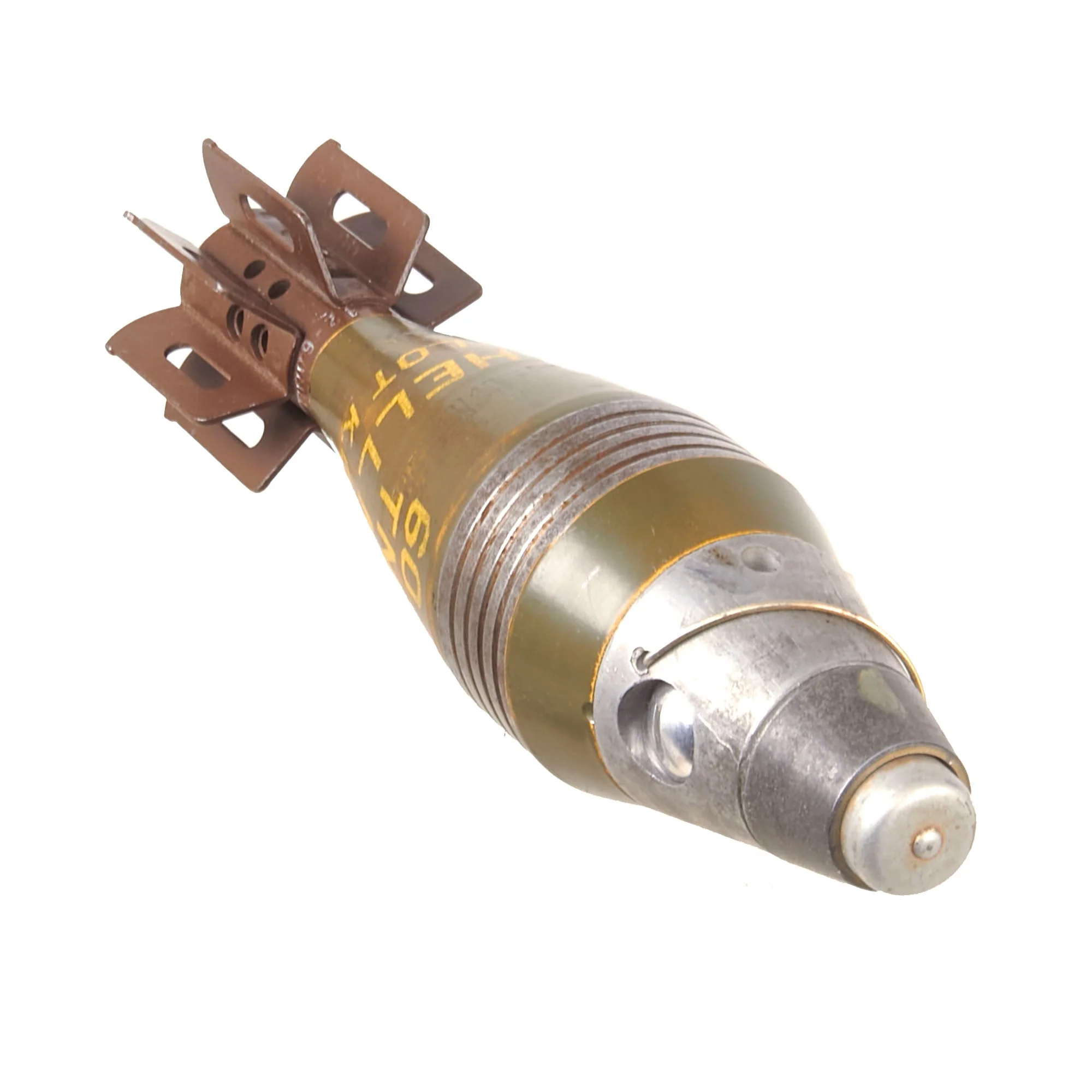 Original U.S. WWII 1941 Dated M49A2 60mm Deactivated Mortar Round with 1942 Dated Body & Original Paint in Husk Container - Inert - Image 6
