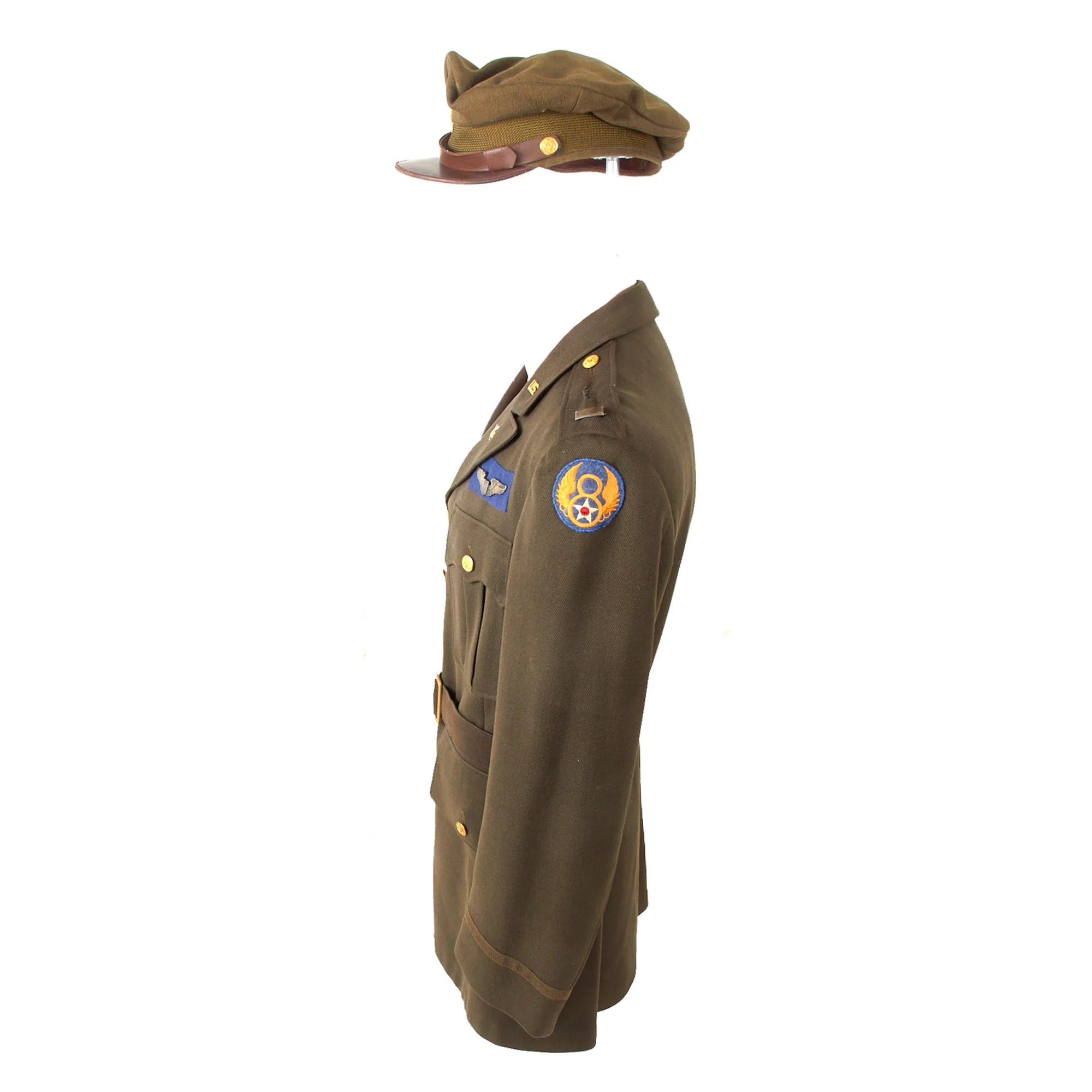 Original U.S. WWII AAF KIA Uniform, Visor Cap, & Trousers of Lieutenant Alex Thomaides, 365th Bomb Squadron, 305th Bomb Group with Binder of Research - Image 8