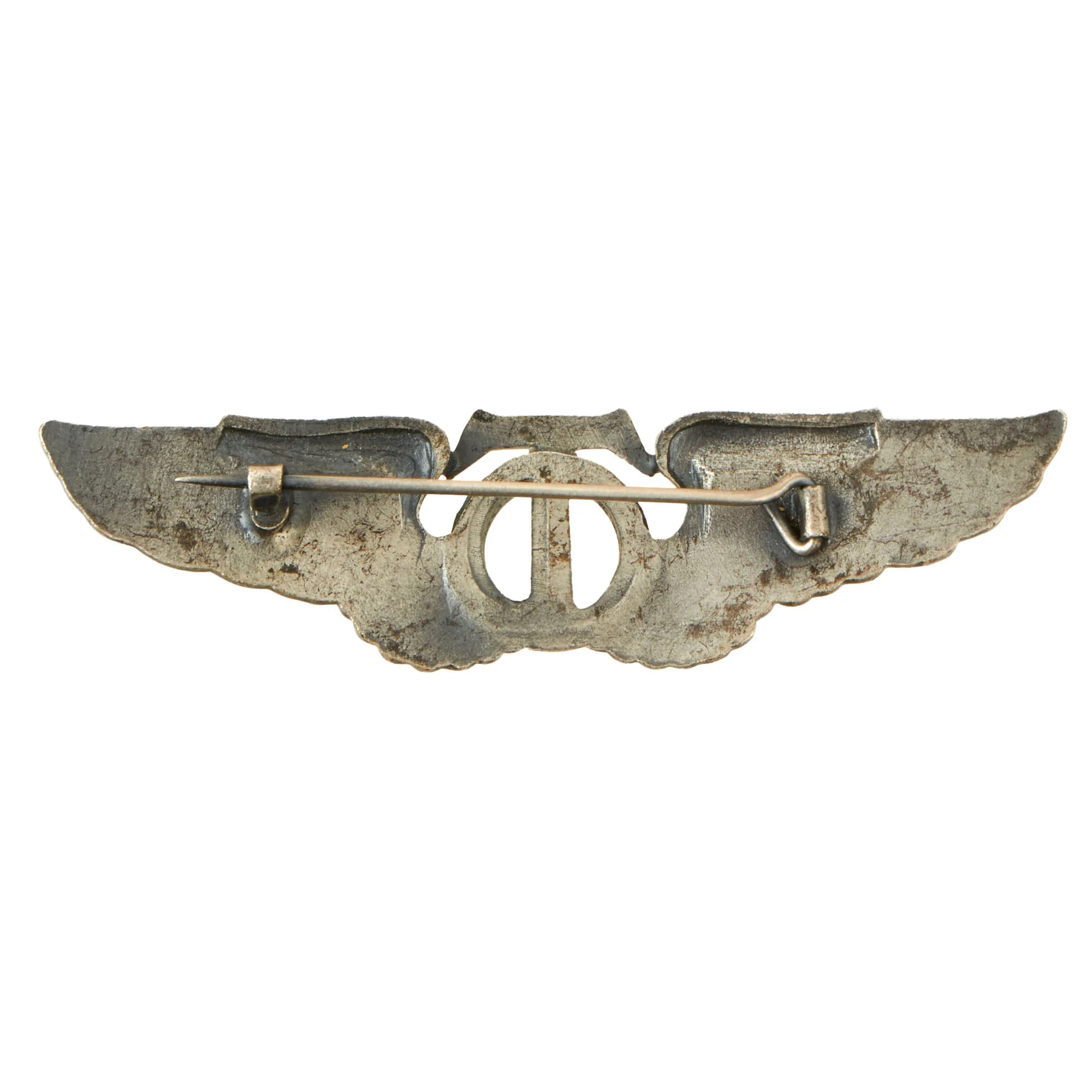 Original U.S. WWII AAF Scarce British-Made Sterling Silver Technical Observer Wings Attributed to Firmin - Pinback - Image 3
