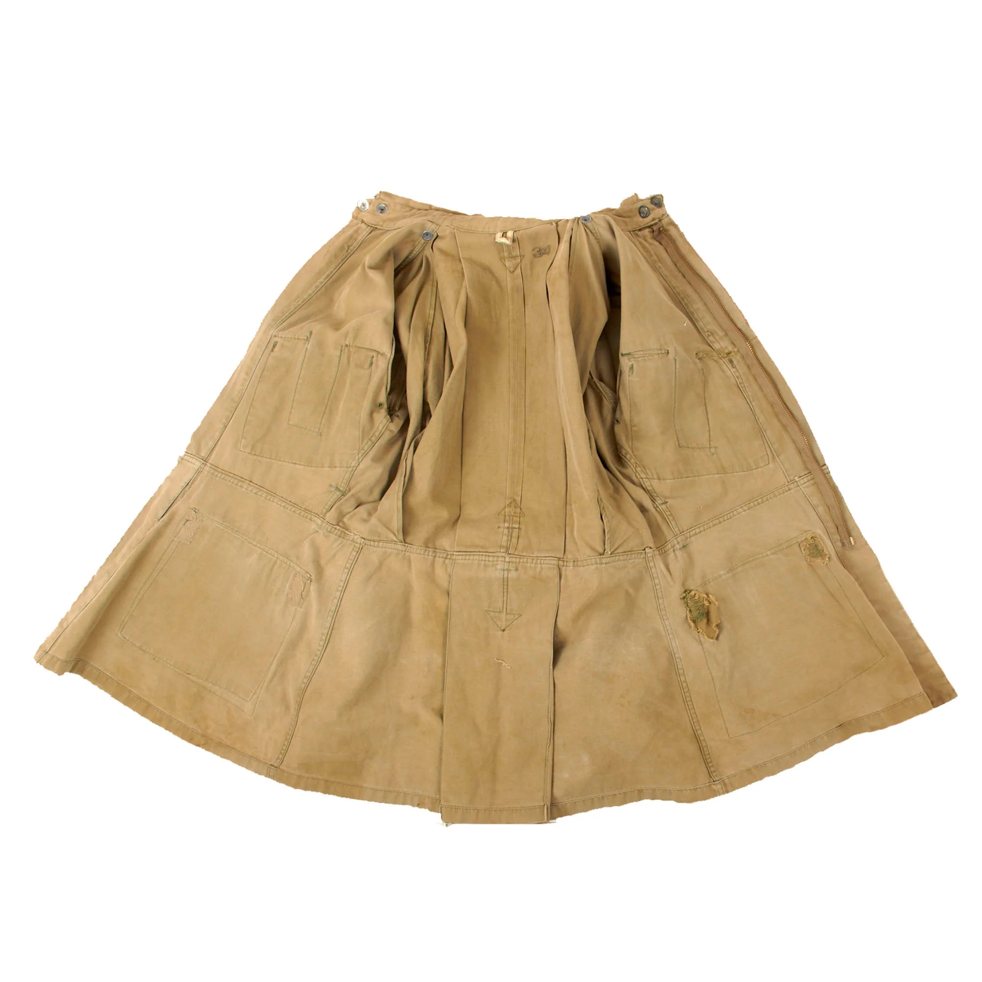Original U.S. WWII Airborne Command M1942 Paratrooper M42 Jump Jacket without Reinforcements with Flag Patch & Replaced Zipper and Post-War French-Made Pants with Garrison Cap - Image 20