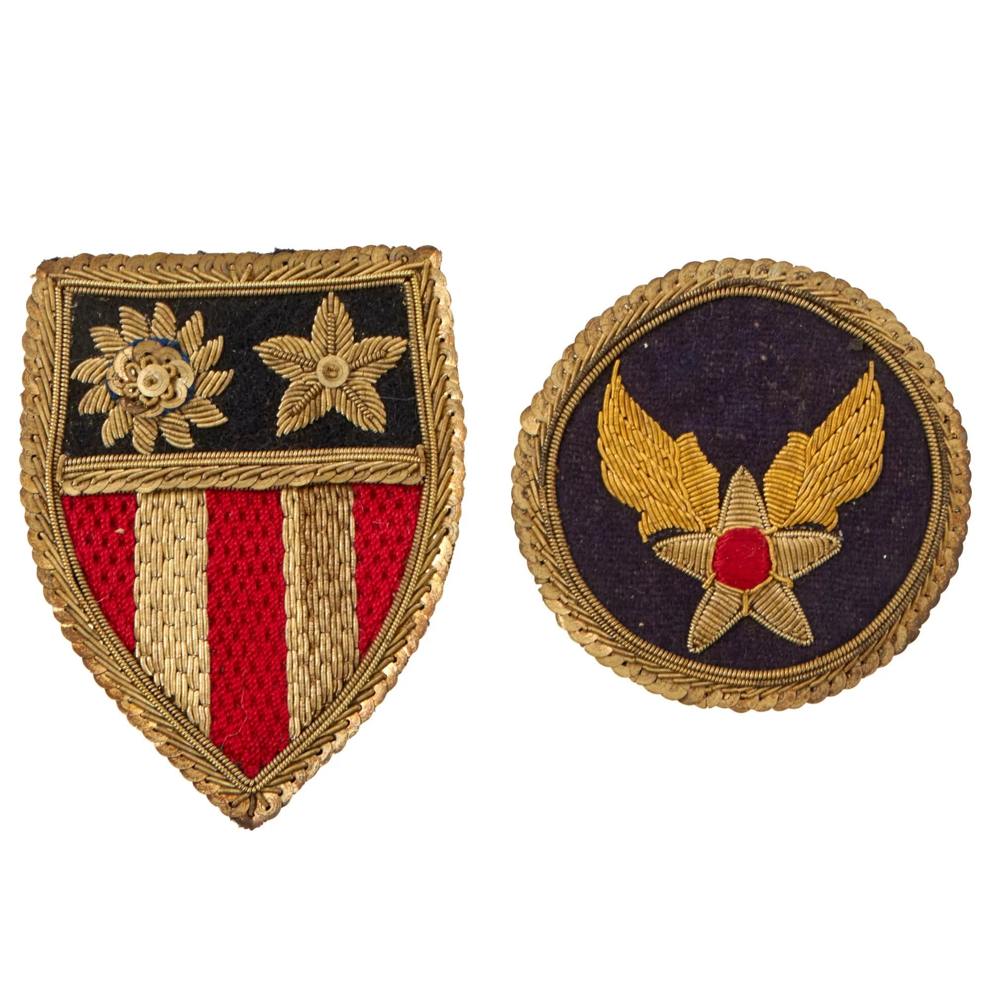 Original U.S. WWII Bullion Theater-Made Army Air Forces & CBI China Burma India Patch Set - Outstanding Matched Set