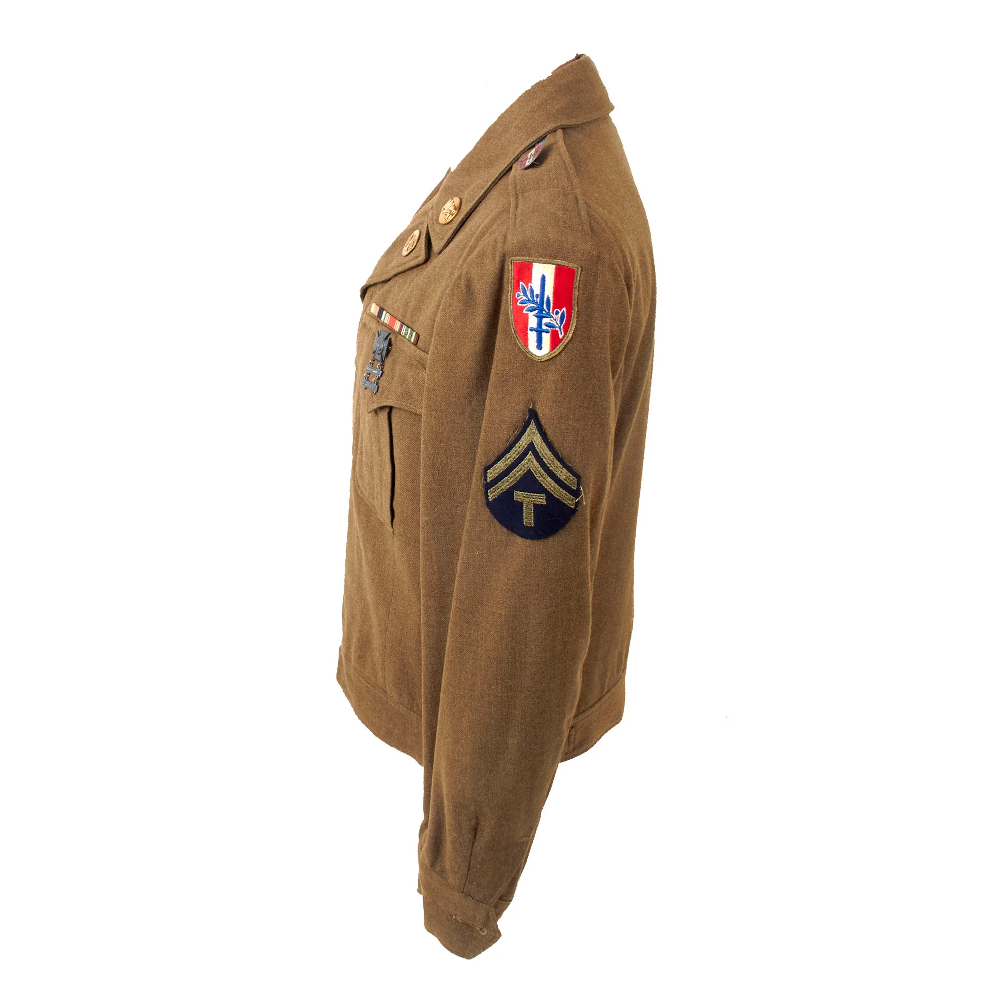 Original U.S. WWII Early Austrian Occupation & 8th “Blue Devils” Infantry Division Uniform Ike Jacket with Italian-Made 88th Patch & German-Made DUIs with 88th Unit History & Cigarette Case - Image 22
