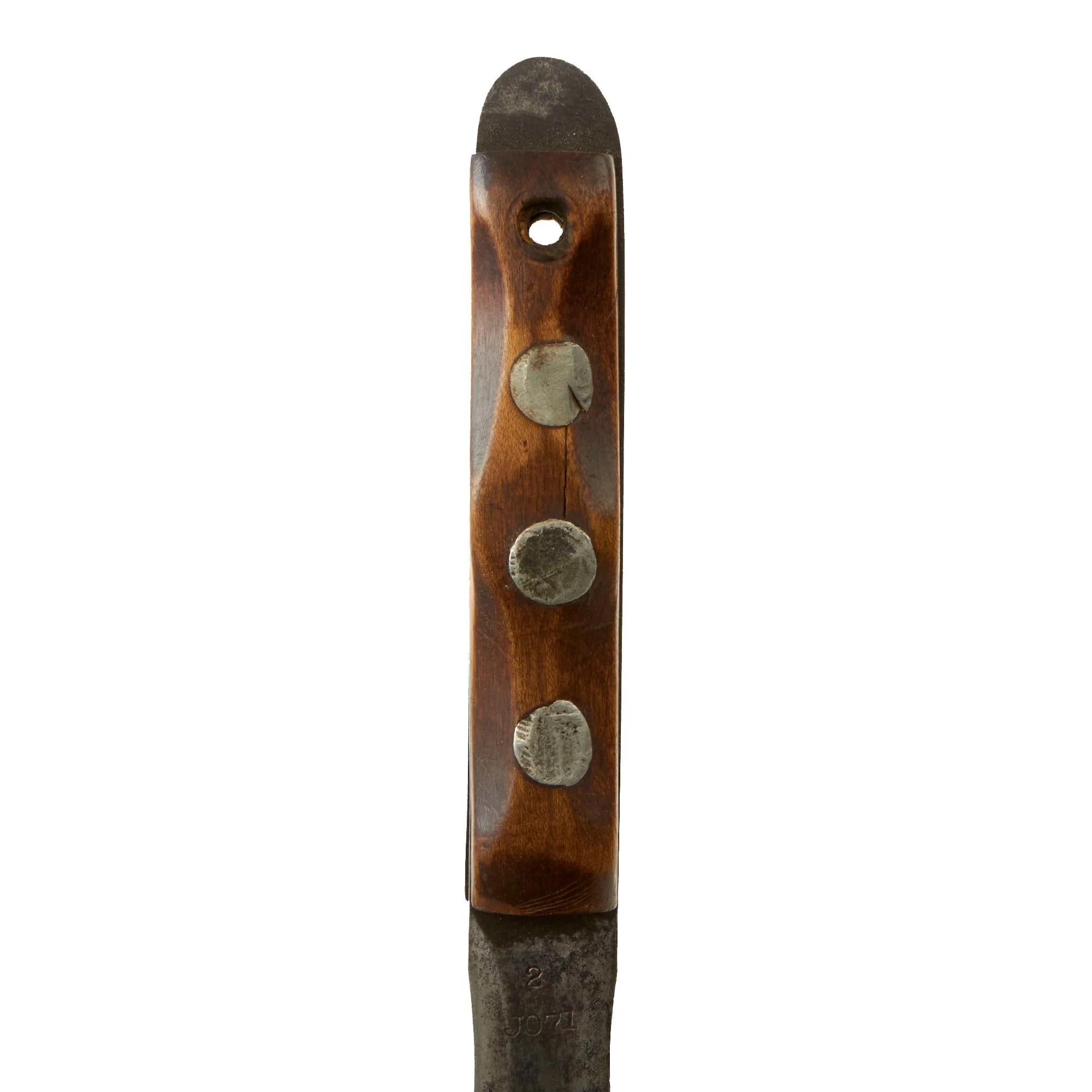 Original U.S. WWII EK Model 2 Fighting Knife With Very Low Serial Number and Correct Scabbard by John Ek of Hamden Connecticut - Image 9