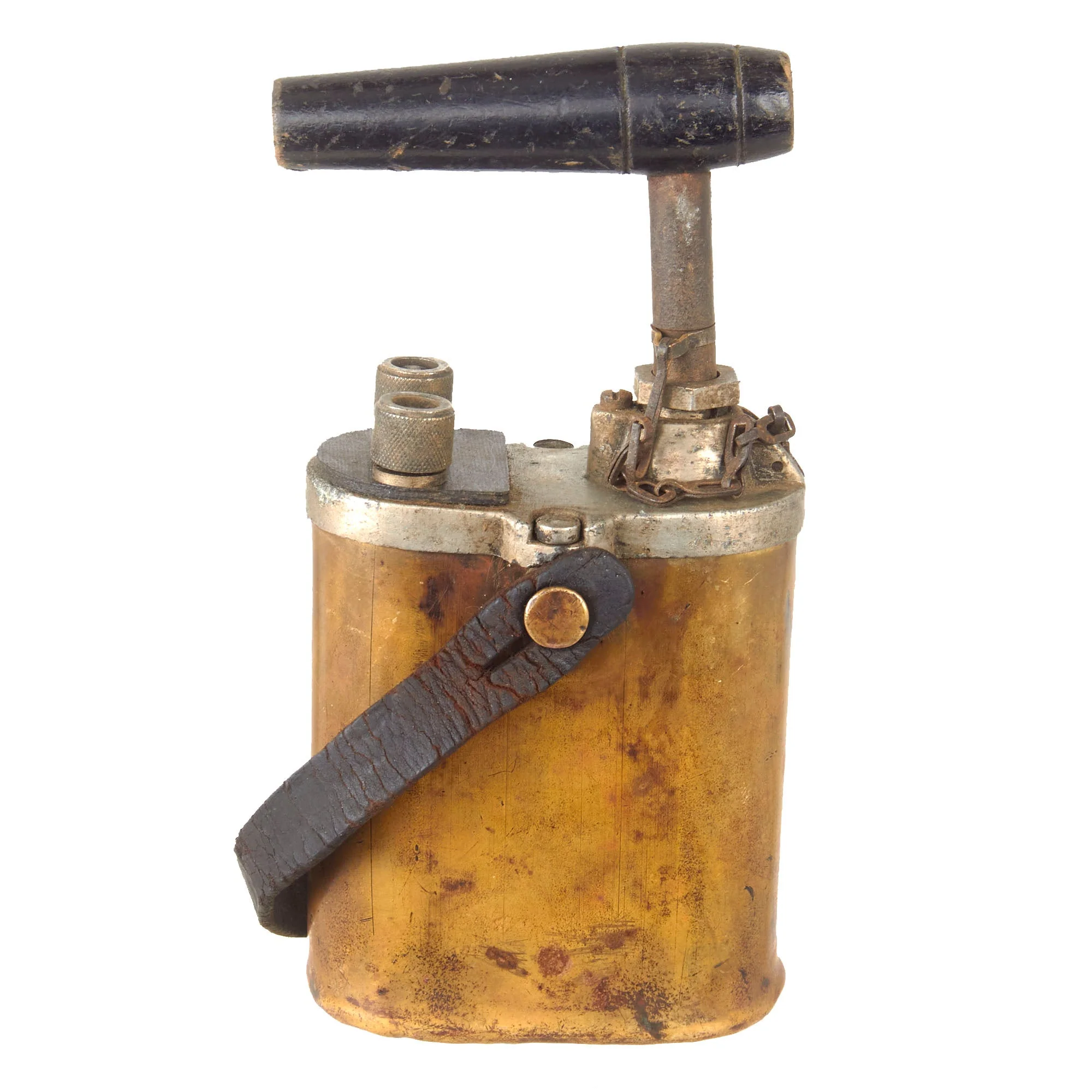 Original U.S. WWII Era DuPont Engineers 10 Cap Blasting Machine with Handle & Torn Leather Strap - Image 2