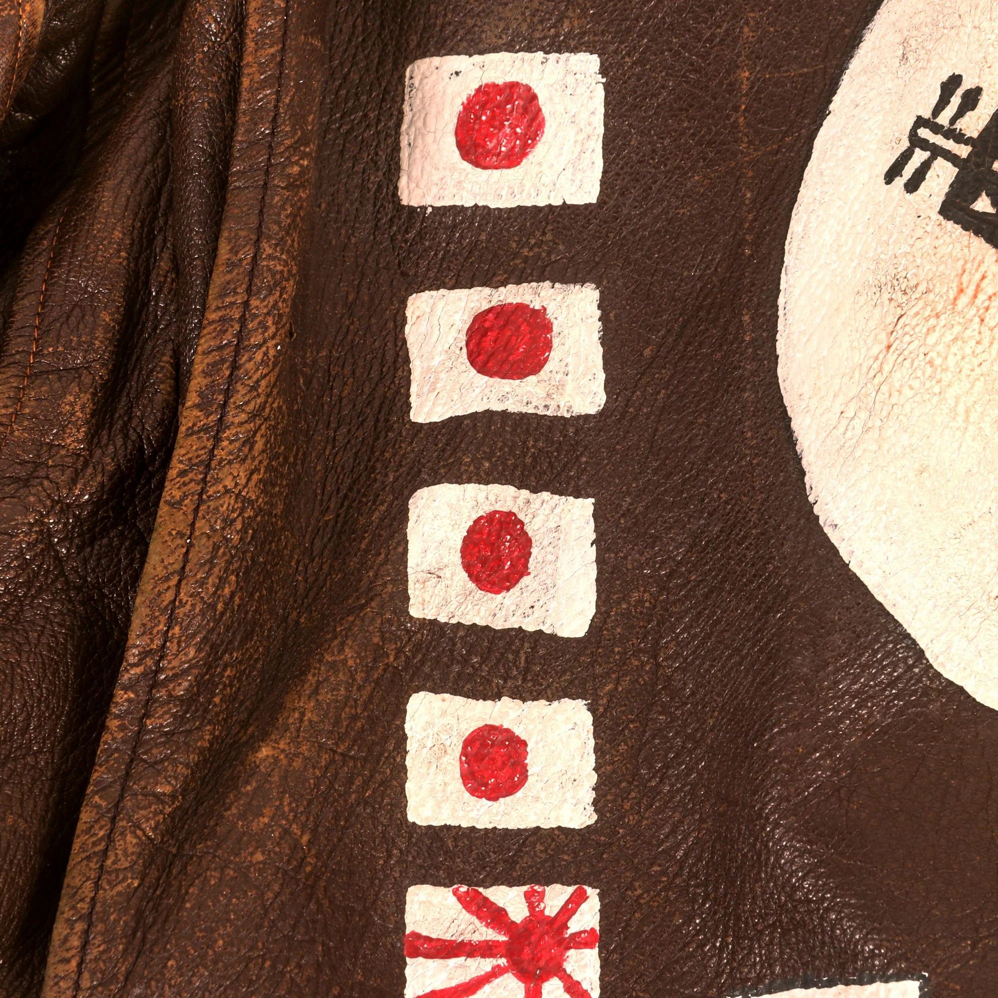 Original U.S. WWII G-1 Jacket Painted for VT-2 Torpedo Squadron Two with Flags & Ships - Paint Retouched Post War - Image 4