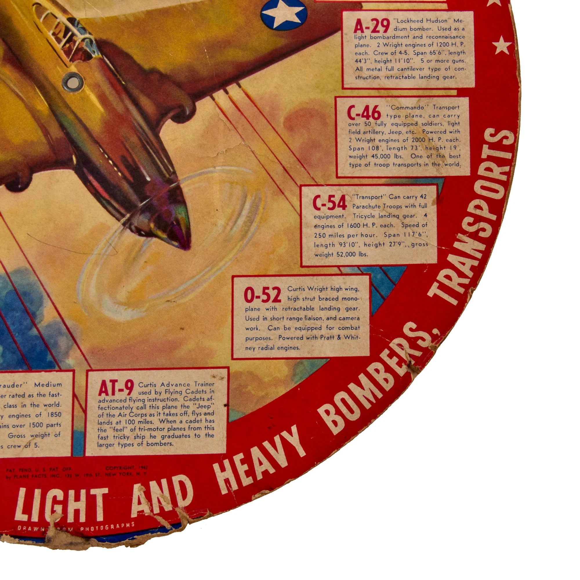 Original U.S. WWII Homefront “Know Your Airplanes” Plane-O-Graph Recognition Board with Squadrons on Back - Image 8