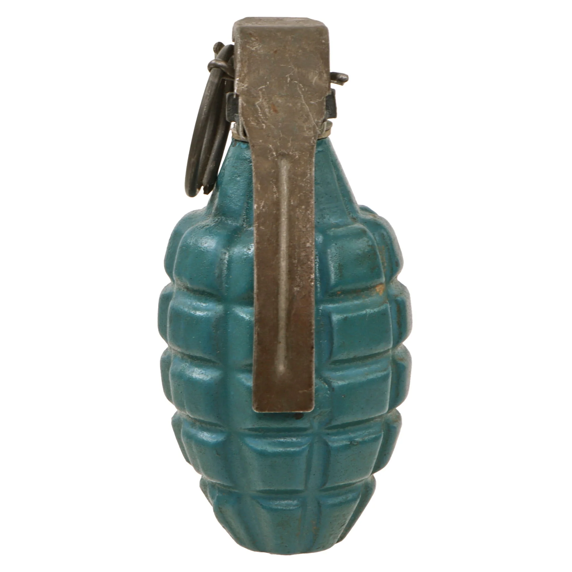 Original U.S. WWII M21 Inert Practice Pineapple Fragmentation Training Hand Grenade with Early Cutback M10 Fuze and Original Correct Husk - Dated 1939 - Image 8