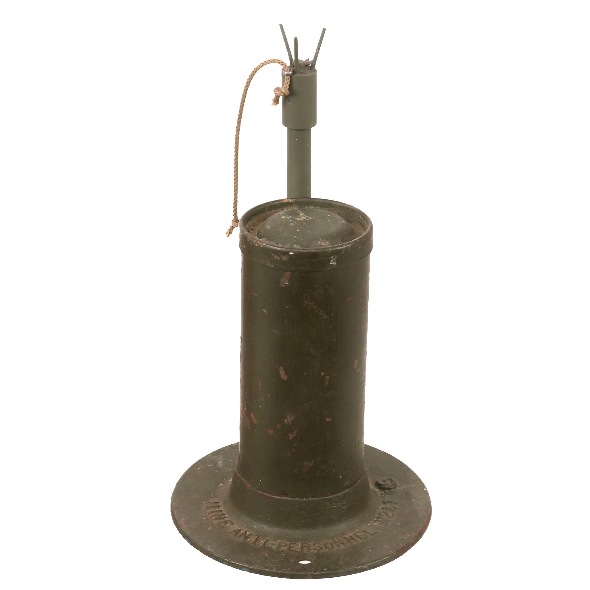 Original U.S. WWII M2A4 Bounding Anti-Personnel Mine With M6A1 Pressure/Pull Fuse - INERT Earth Cutaway EOD Visual Training Aid - Image 9
