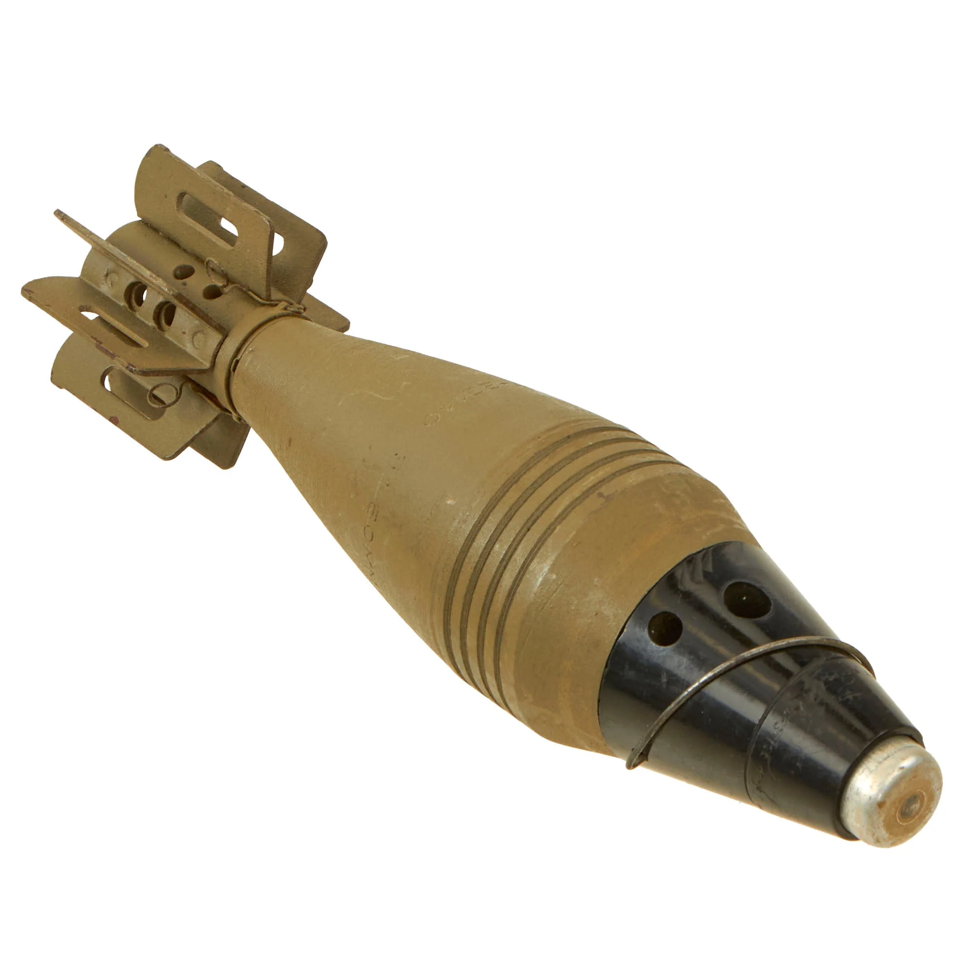 Original U.S. WWII M49A2 60mm Deactivated Mortar Round with Fuse with Original Paint - Dated 1943 - Inert - Image 10