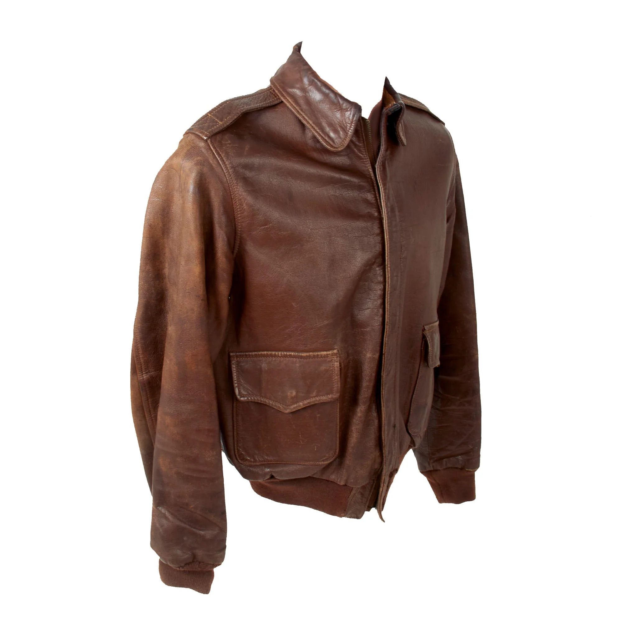 Original U.S. WWII Named Army Air Forces Private Purchase Type A2 Leather Flight Jacket with Laundry Number - Maj. P.J. Keller - Image 6