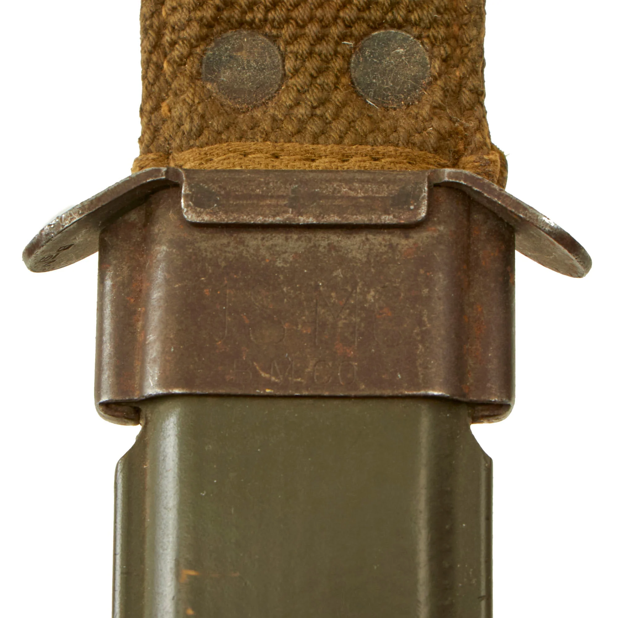 Original U.S. WWII Named Blade Marked Second Pattern M3 Fighting Knife by Imperial Knife Co. with Updated M8 Scabbard by B.M. Co. - Image 12