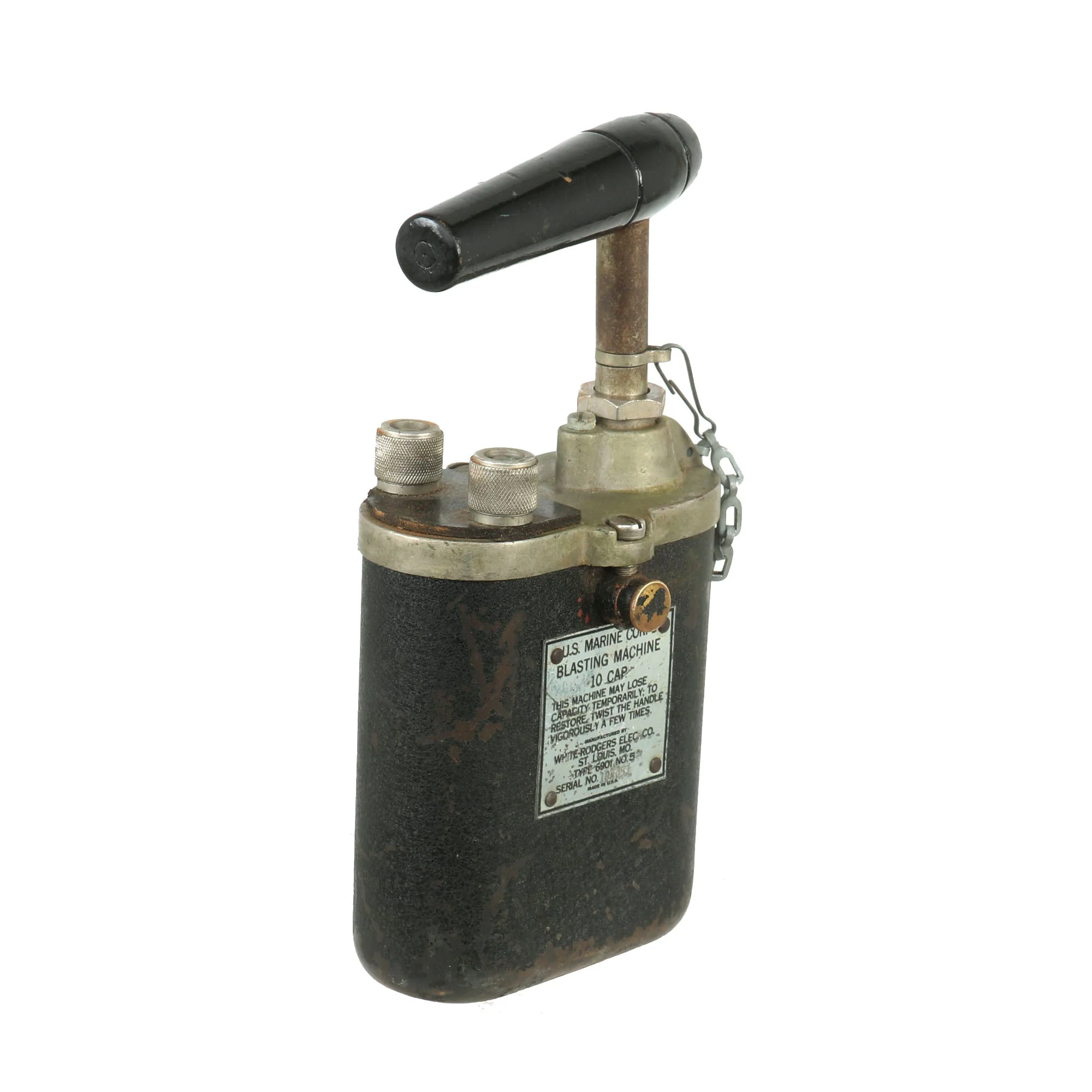 Original U.S. WWII Pacific Theater US Marine Corps Marked 10 Cap Blasting Machine by White-Rodgers Electric Co. - Image 2