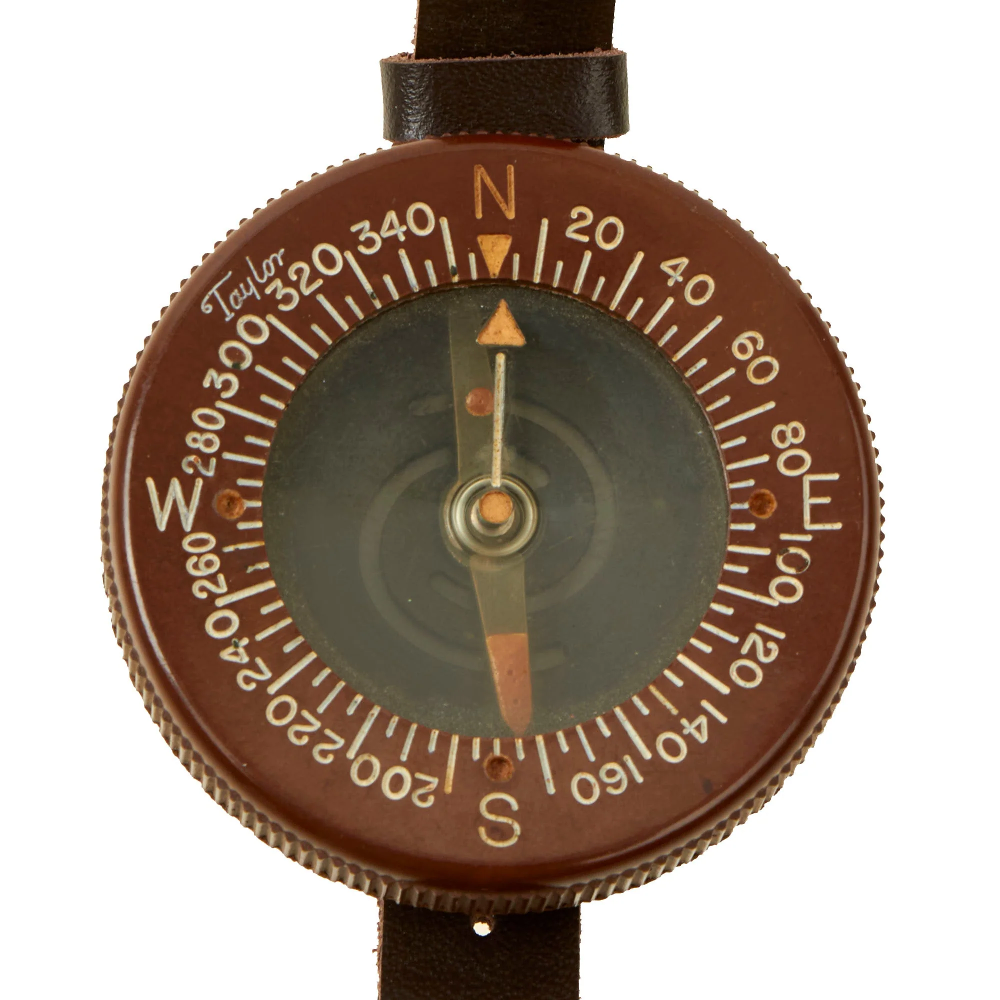 Original U.S. WWII Paratrooper Wrist Compass by Taylor with Leather Wrist Band - Image 4