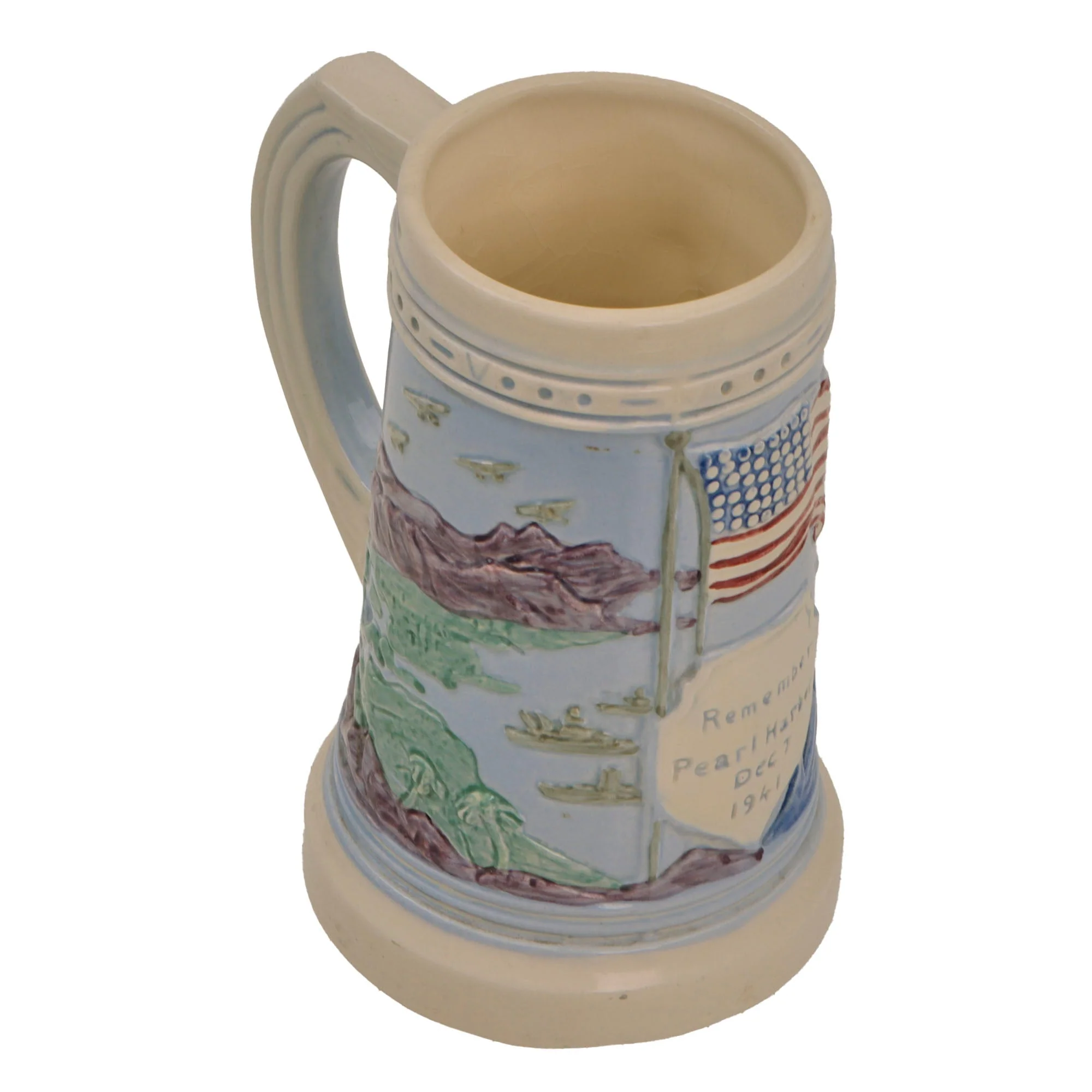 Original U.S. WWII Patriotic “Remember Pearl Harbor” Ceramic Mug by Metlox - Image 2