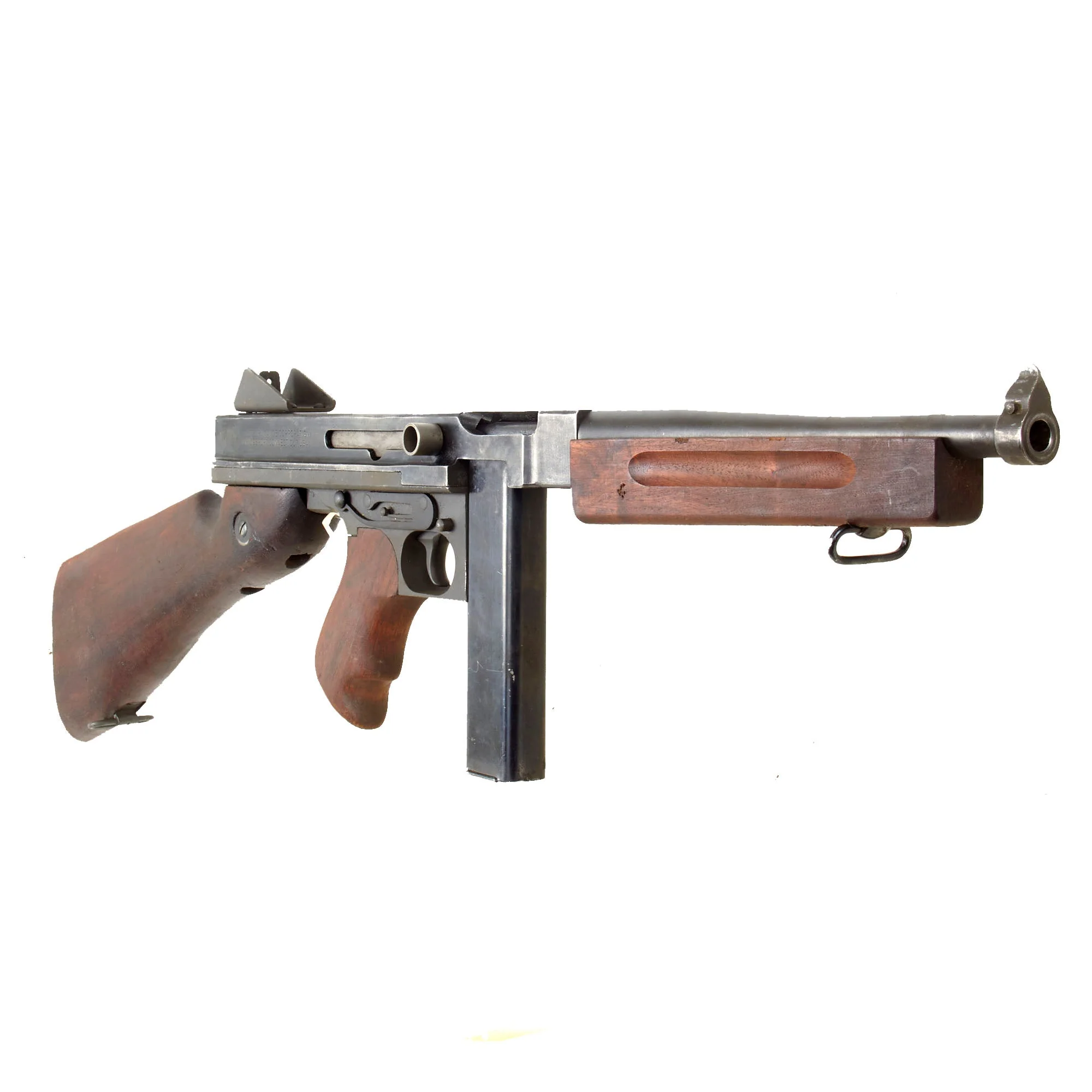 Original U.S. WWII Thompson M1A1 Display Submachine Gun Serial NO. 126104 with Magazine - Original WWII Parts - Image 4