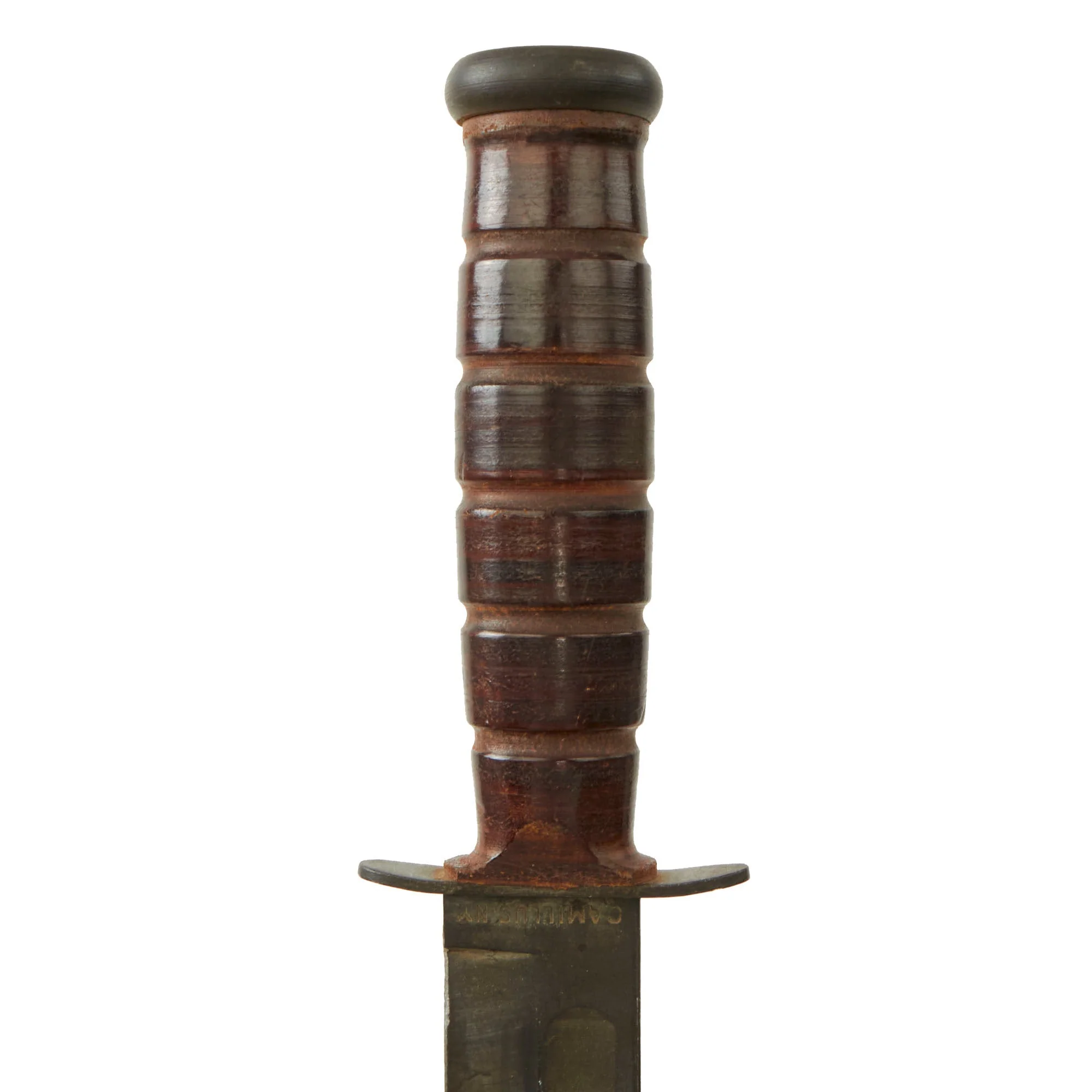 Original U.S. WWII USN “First Model” Early War KA-BAR Fighting Knife by CAMILLUS in Leather Sheath - Image 12
