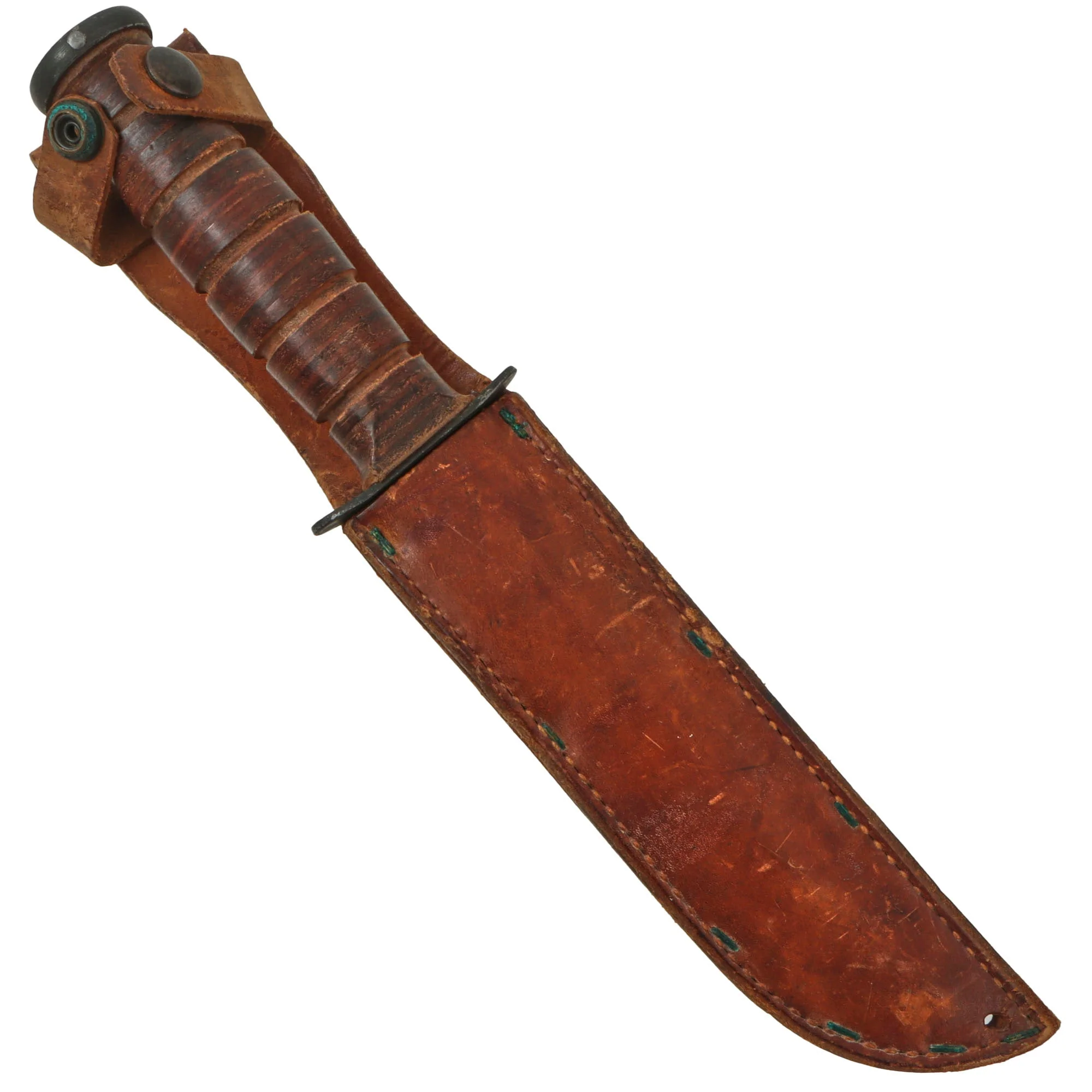 Original U.S. WWII USN / USMC Early Blade-Marked Mark 2 KA-BAR Fighting Knife in Leather Sheath - Marking Scrubbed - Image 3