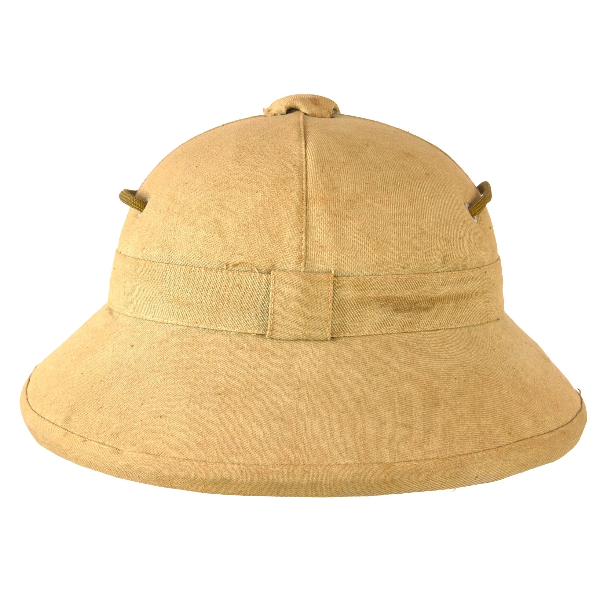 Original Vietnam War North Vietnamese Army (NVA) Pith Helmet with Red Star Badge & Added Rope Chinstrap - Correct Wartime 1960s Construction - Image 8