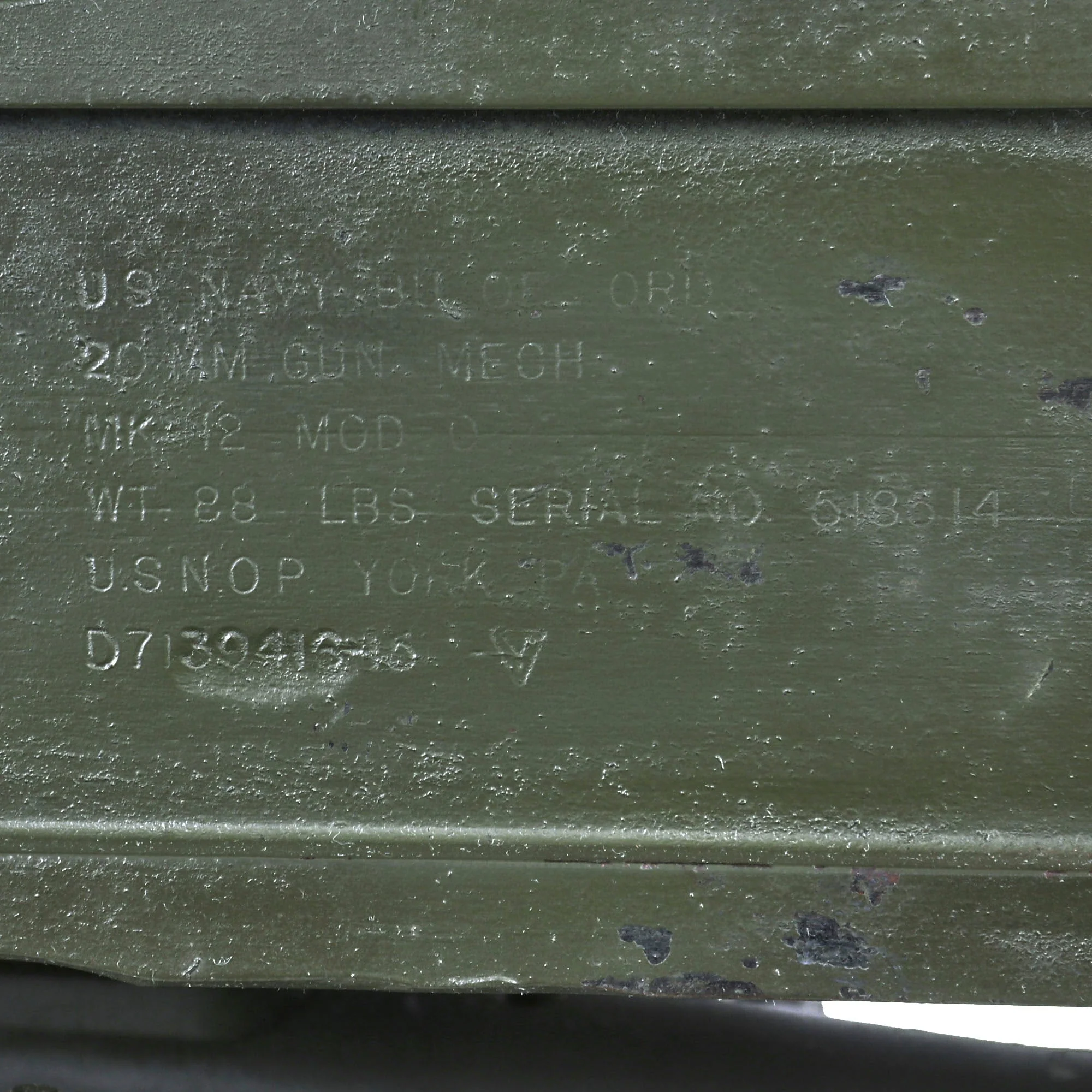 Original Vietnam War U.S. Navy Colt Mk12 Mod.0 20mm Prop Aircraft Display Autocannon Machine Gun with Feed Chutes - Image 6