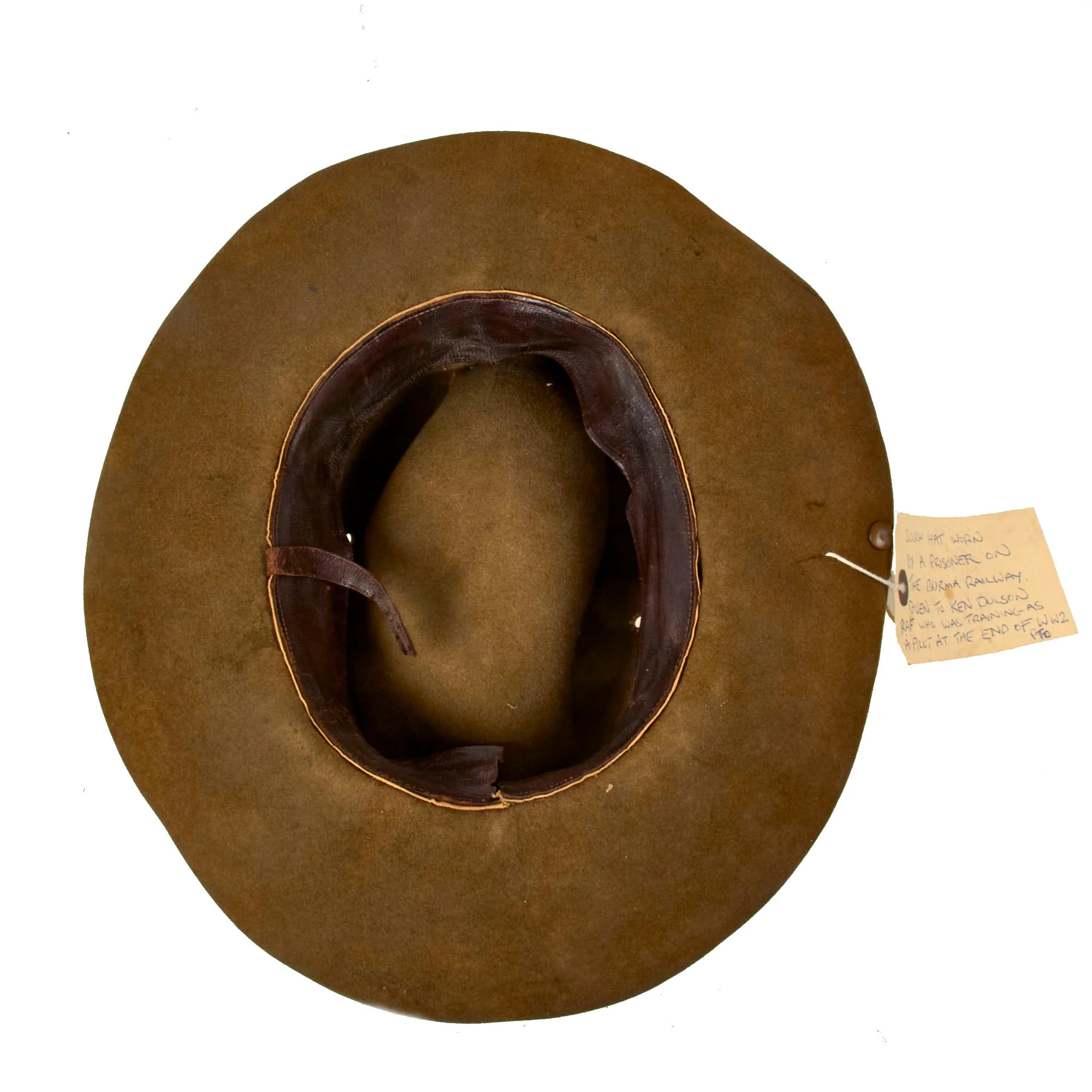 Original WWII Australian Slouch Hat Worn by Prisoner of War on Burma Railway with Provenance Tag - Image 8